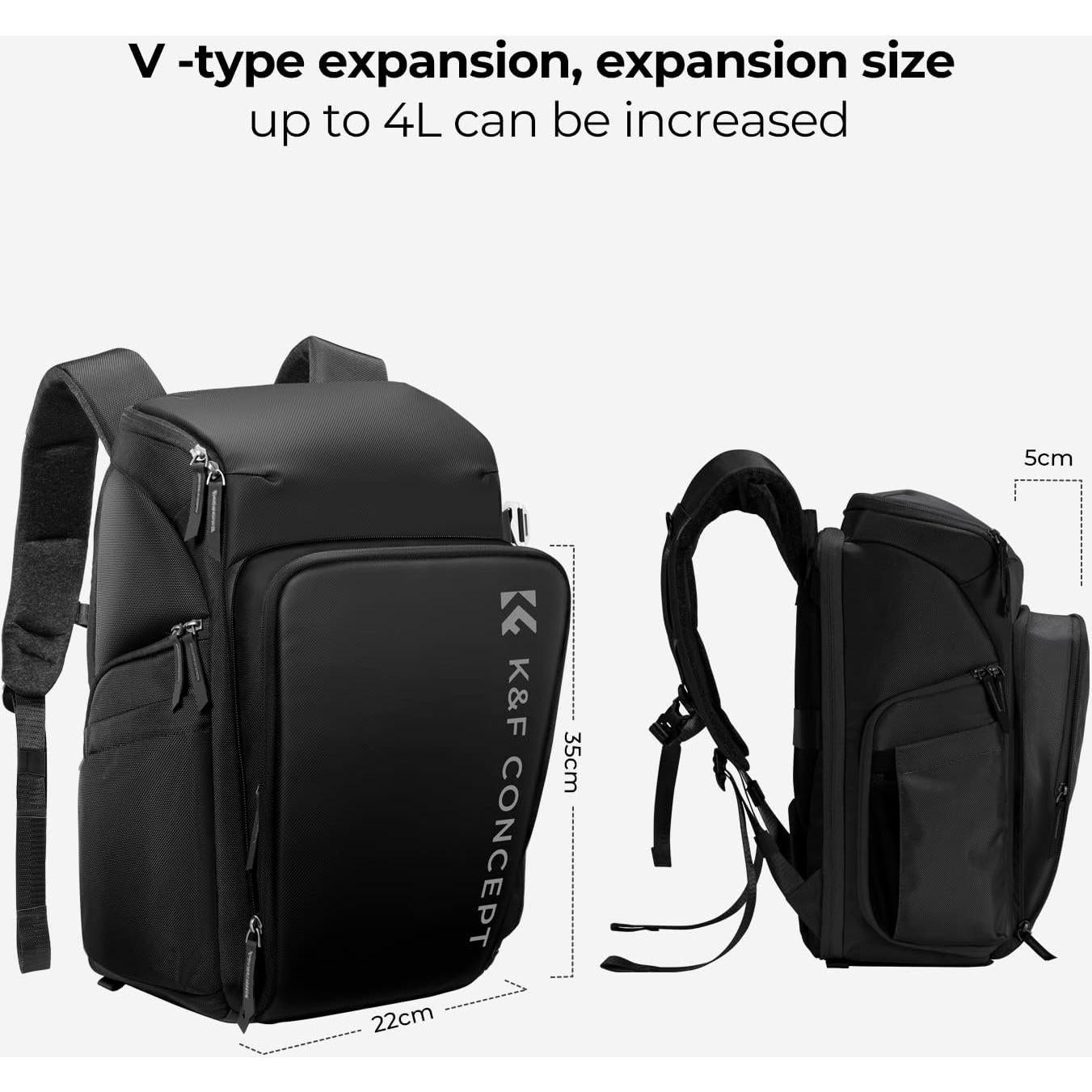 Mochila para Cámara K&F Concept 25L Impermeable con Compartimento para Laptop 15.6"