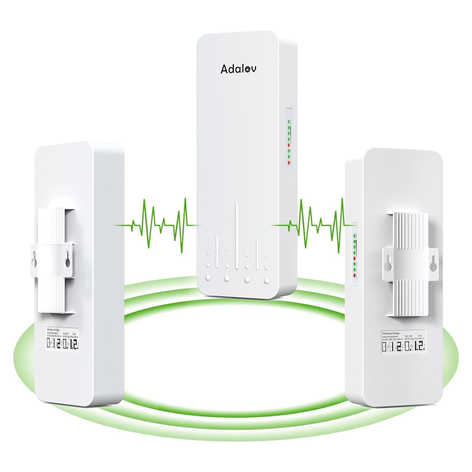 Kit de Puente Inalámbrico Adalov CPE662 3PCS 3KM 5.8GHz