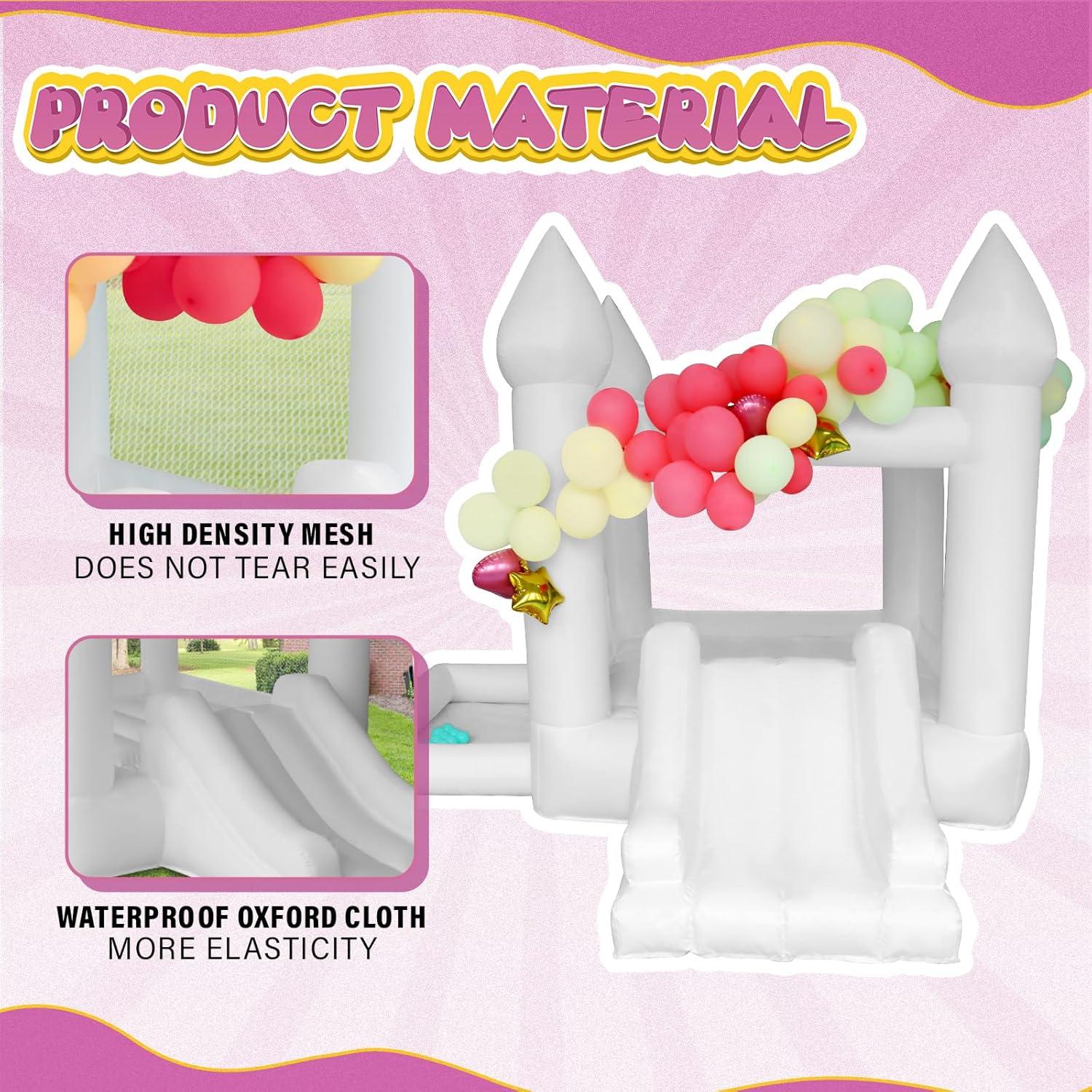 Castillo Inflable AKSPORT Blanco 9x9m con Resbaladilla y Ventilador