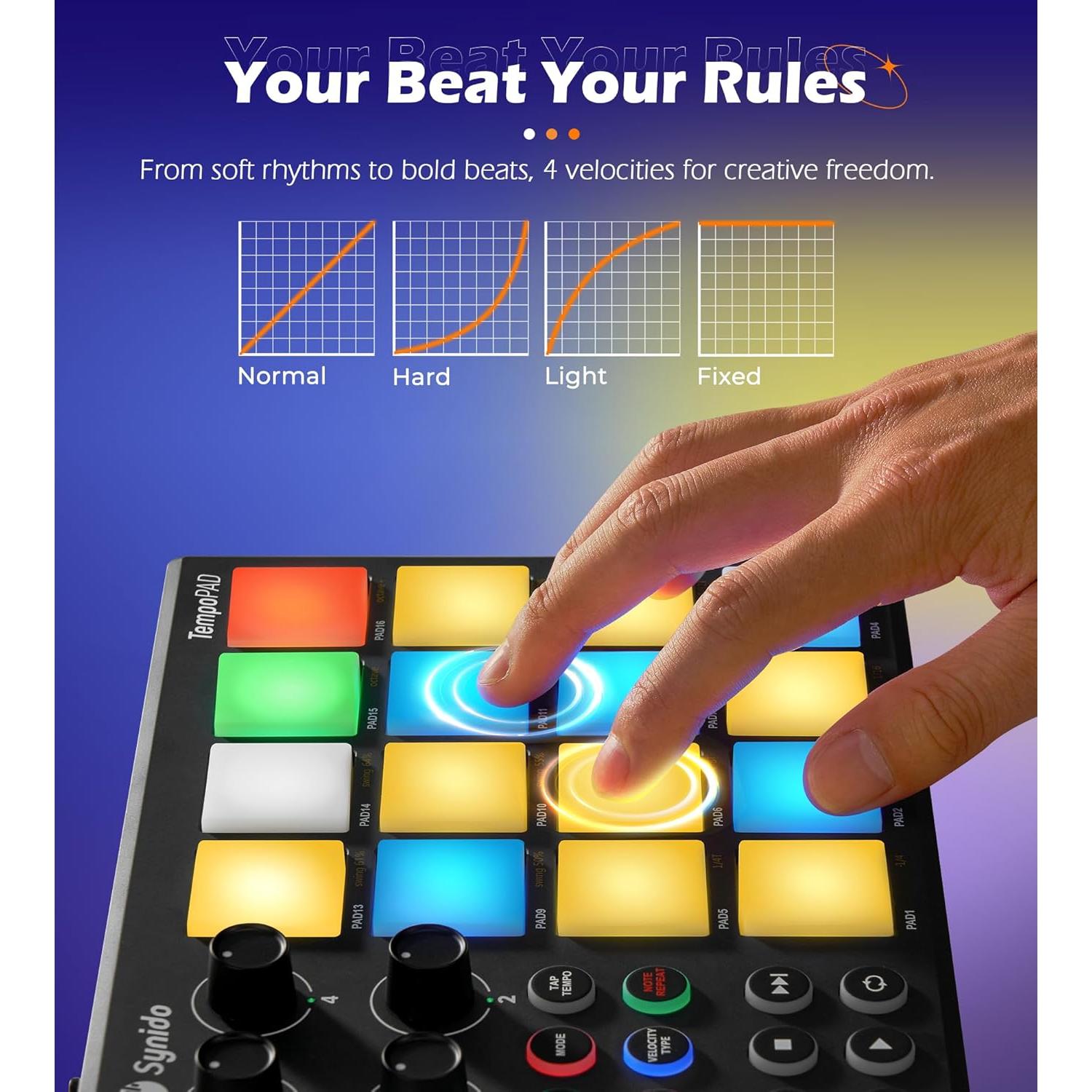 Controlador MIDI Synido TempoPAD 16 Pads Retroiluminados