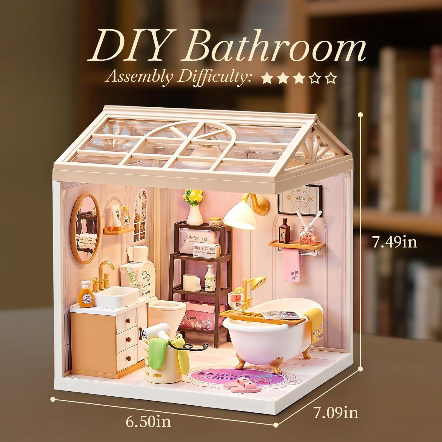Kit de Casa de Muñecas en Miniatura Qudify Baño 101 Piezas