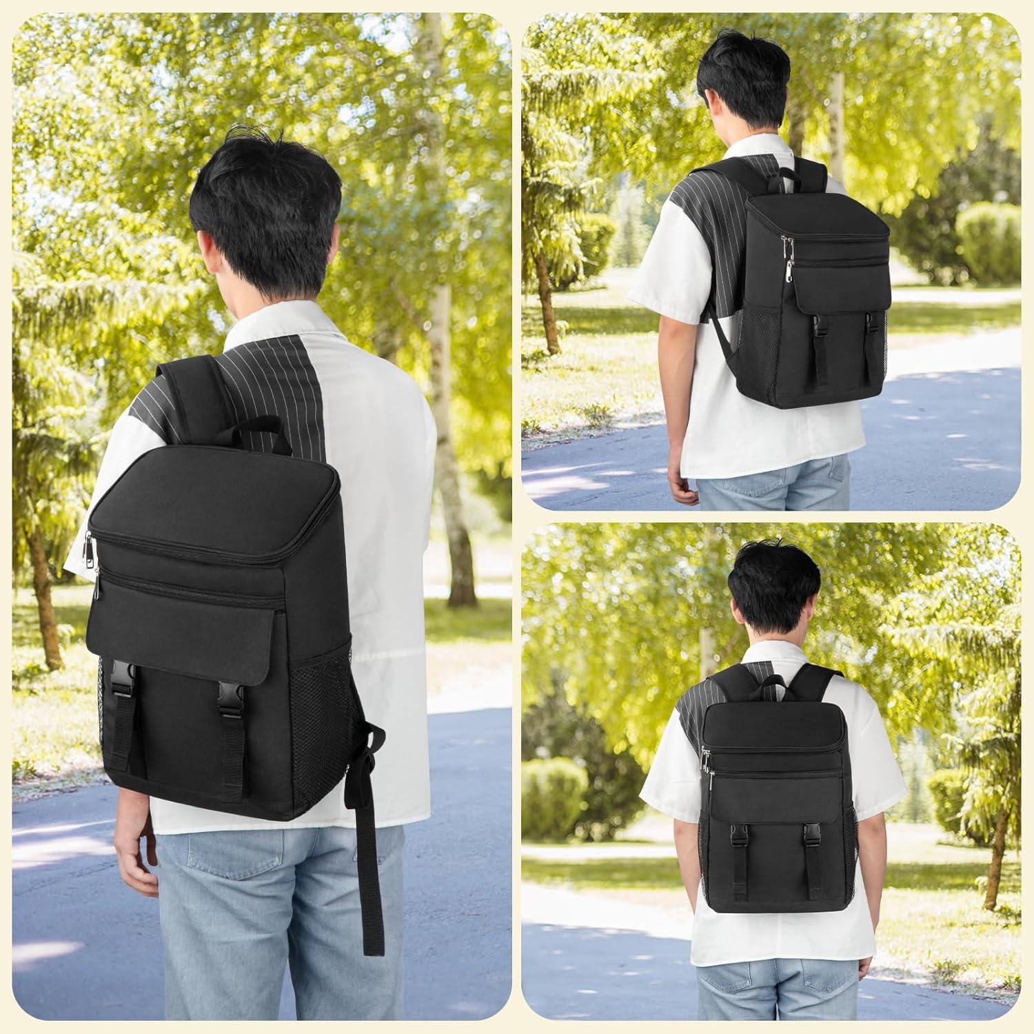 Mochila Cooler Aislada OCKLILY 30 Latas Negra para Picnic