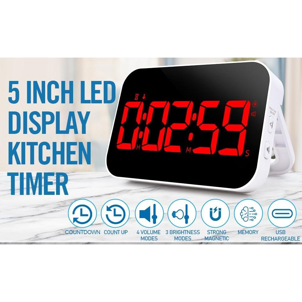 Temporizador de Cocina KMMKGG Digital Recargable 12.7 cm Rojo