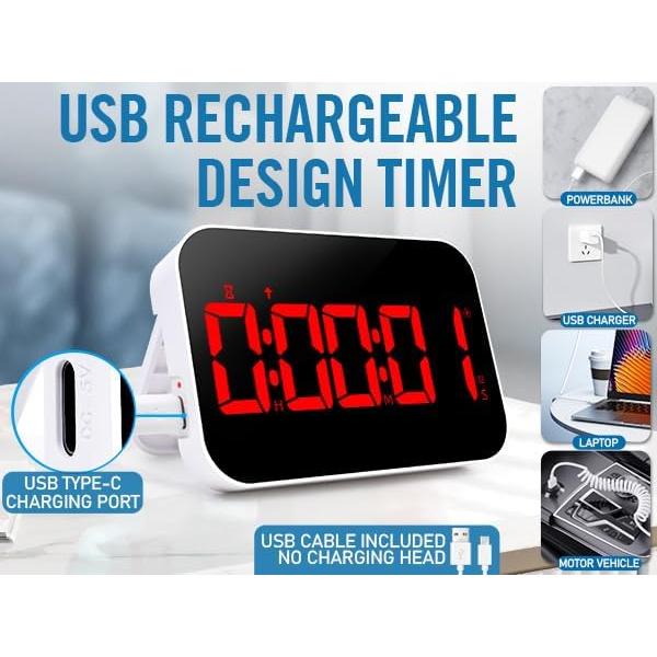 Temporizador de Cocina KMMKGG Digital Recargable 12.7 cm Rojo