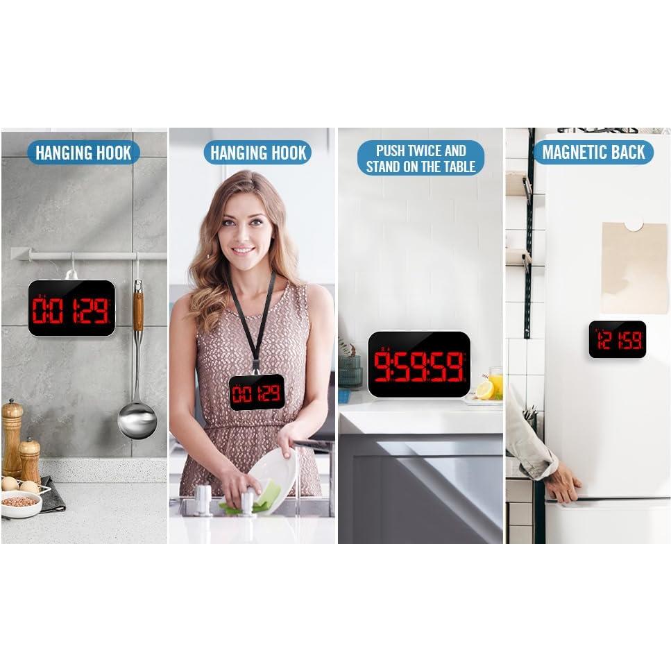 Temporizador de Cocina KMMKGG Digital Recargable 12.7 cm Rojo