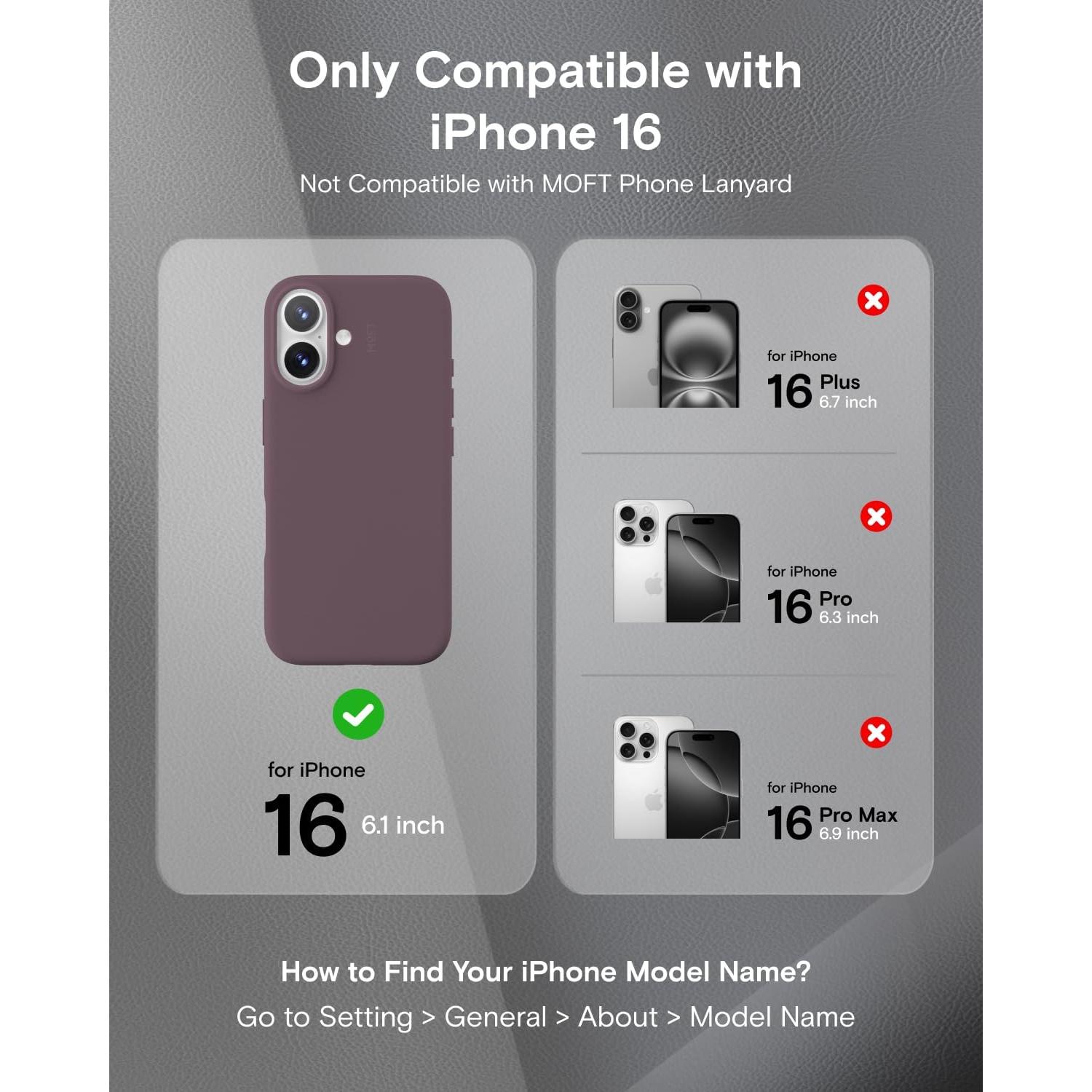 MOFT Snap Case MOVAS™ for iPhone 16 Case, Compatible with MagSafe, Magnetic Premium Vegan Leather Phone Case with Smooth Feeling, Enduring Color Minimalist 6.3 inch Protective Case, BlackBerry