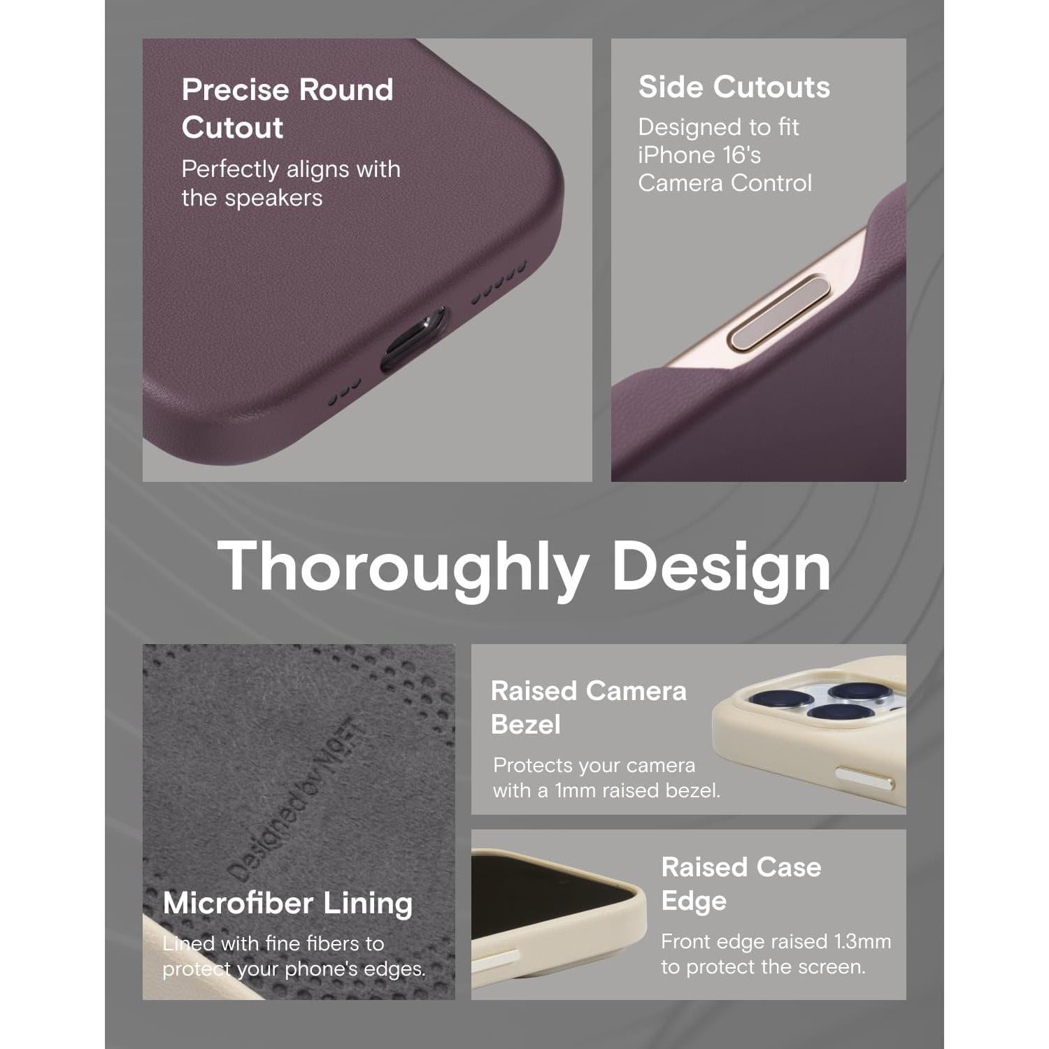 MOFT Snap Case MOVAS™ for iPhone 16 Case, Compatible with MagSafe, Magnetic Premium Vegan Leather Phone Case with Smooth Feeling, Enduring Color Minimalist 6.3 inch Protective Case, BlackBerry