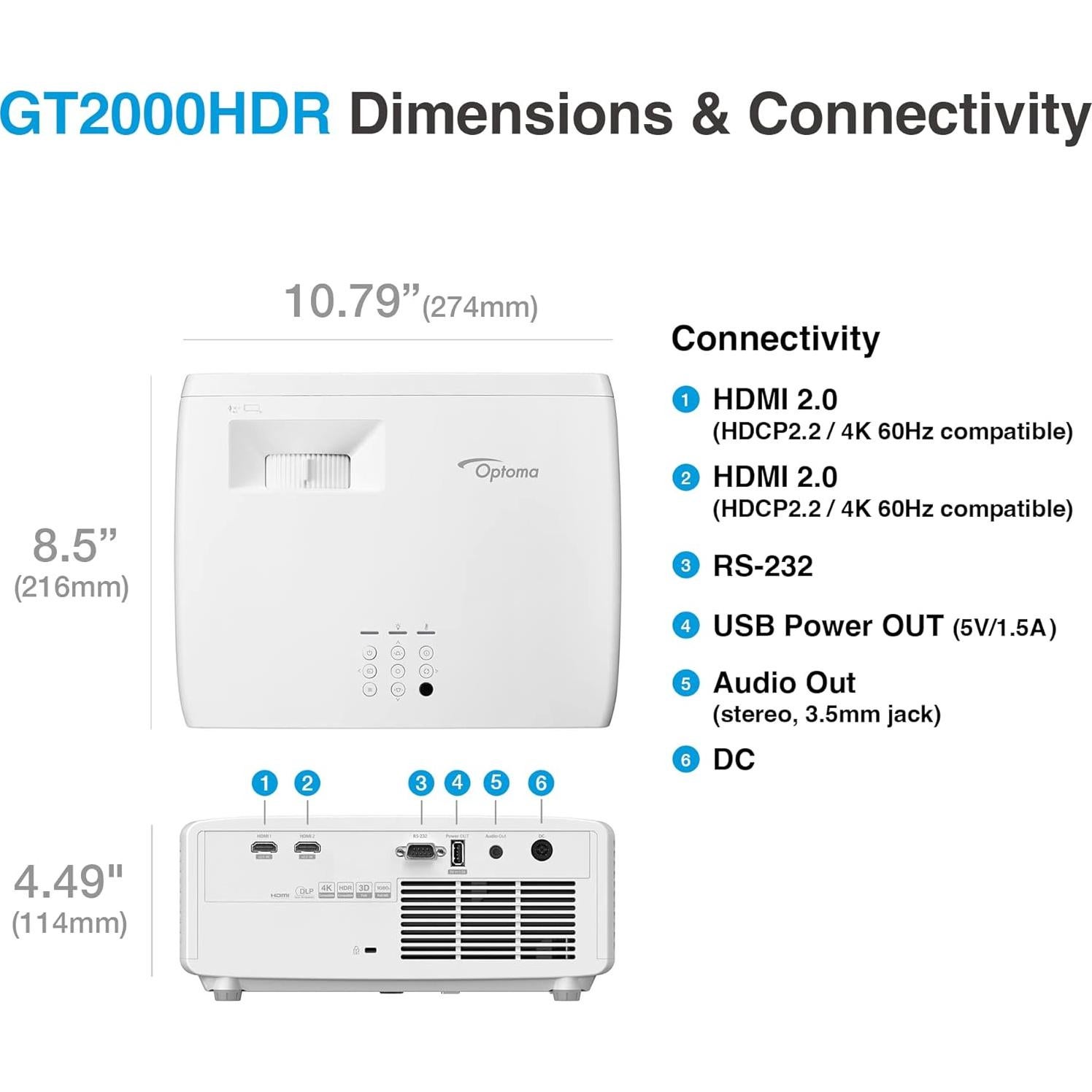 Proyector Láser Full HD Optoma GT2000HDR 3500 Lúmenes
