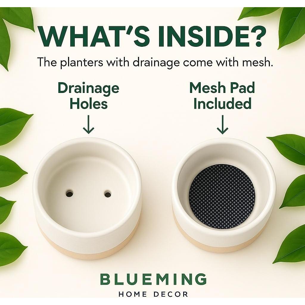 Maceta Autorriego Cerámica Blueming 18 cm Blanco Beige