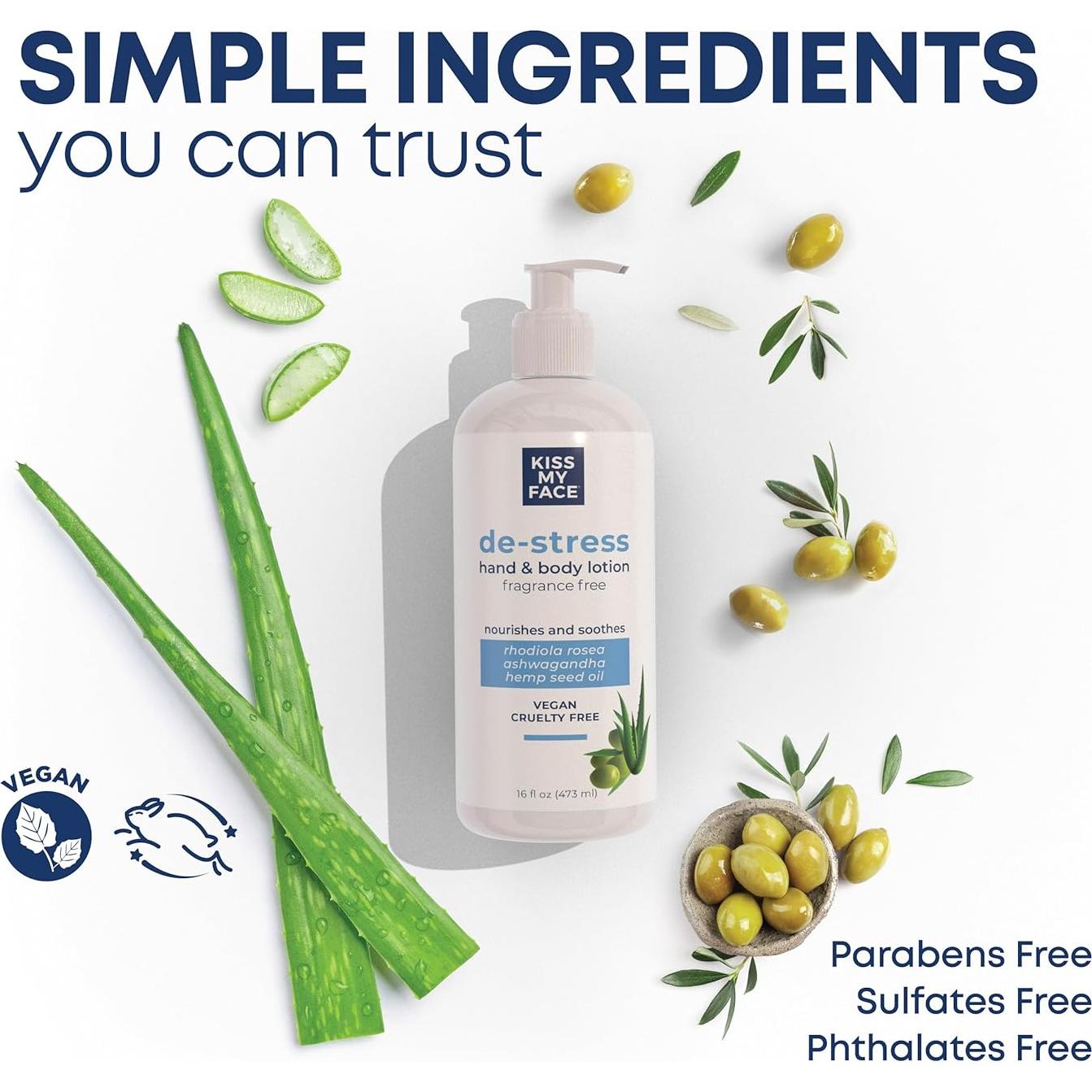 Loción Hidratante para Manos y Cuerpo Kiss My Face 473ml Sin Fragancia