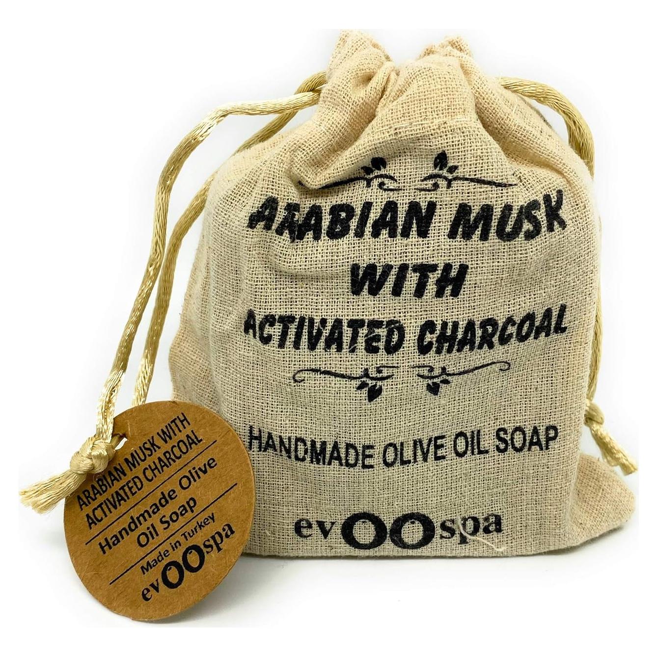 Jabón de Aceite de Oliva Extra Virgen 150 g - Musk Árabe con Carbón Activado