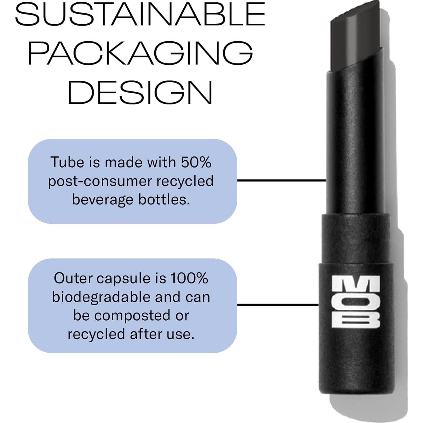 Bálsamo Labial Hidratante MOB M138 Negro Transparente 18g