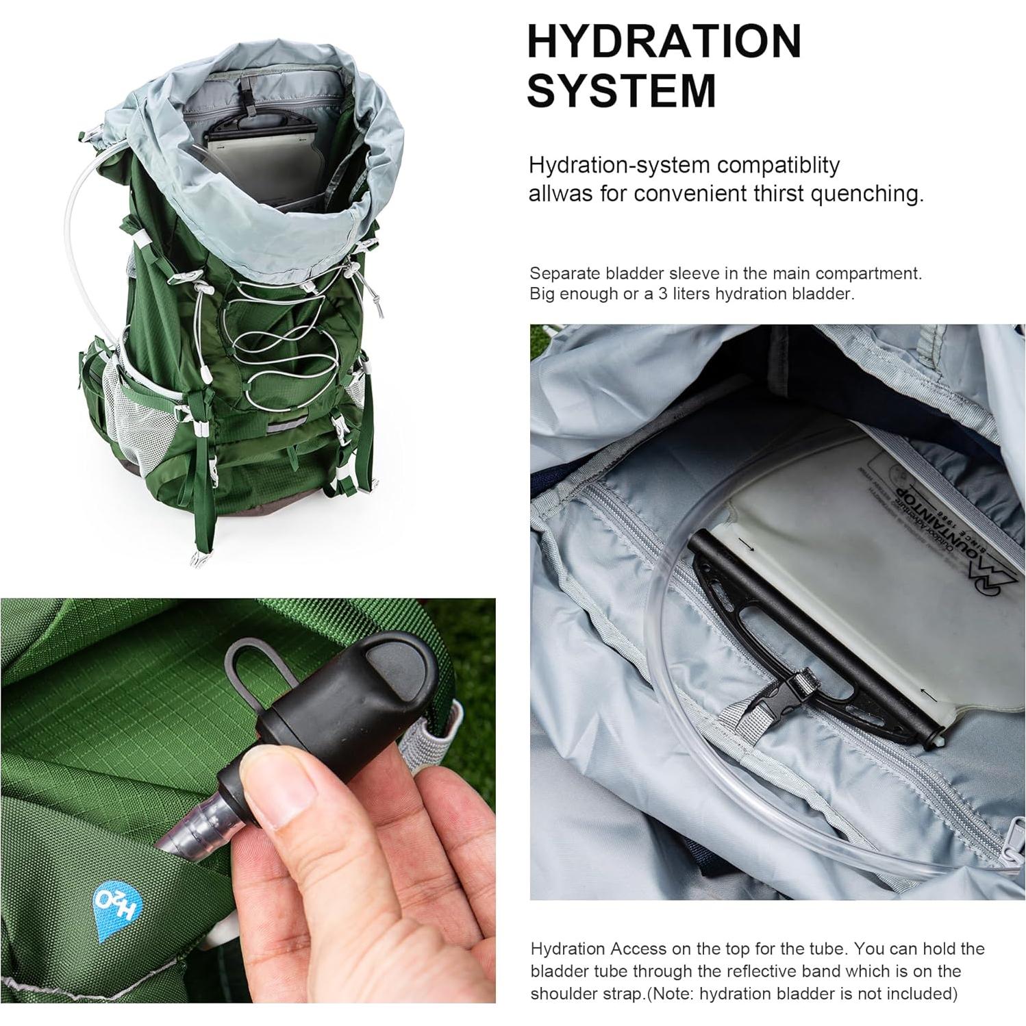 Mochila MOUNTAINTOP 75L con Funda Impermeable Verde