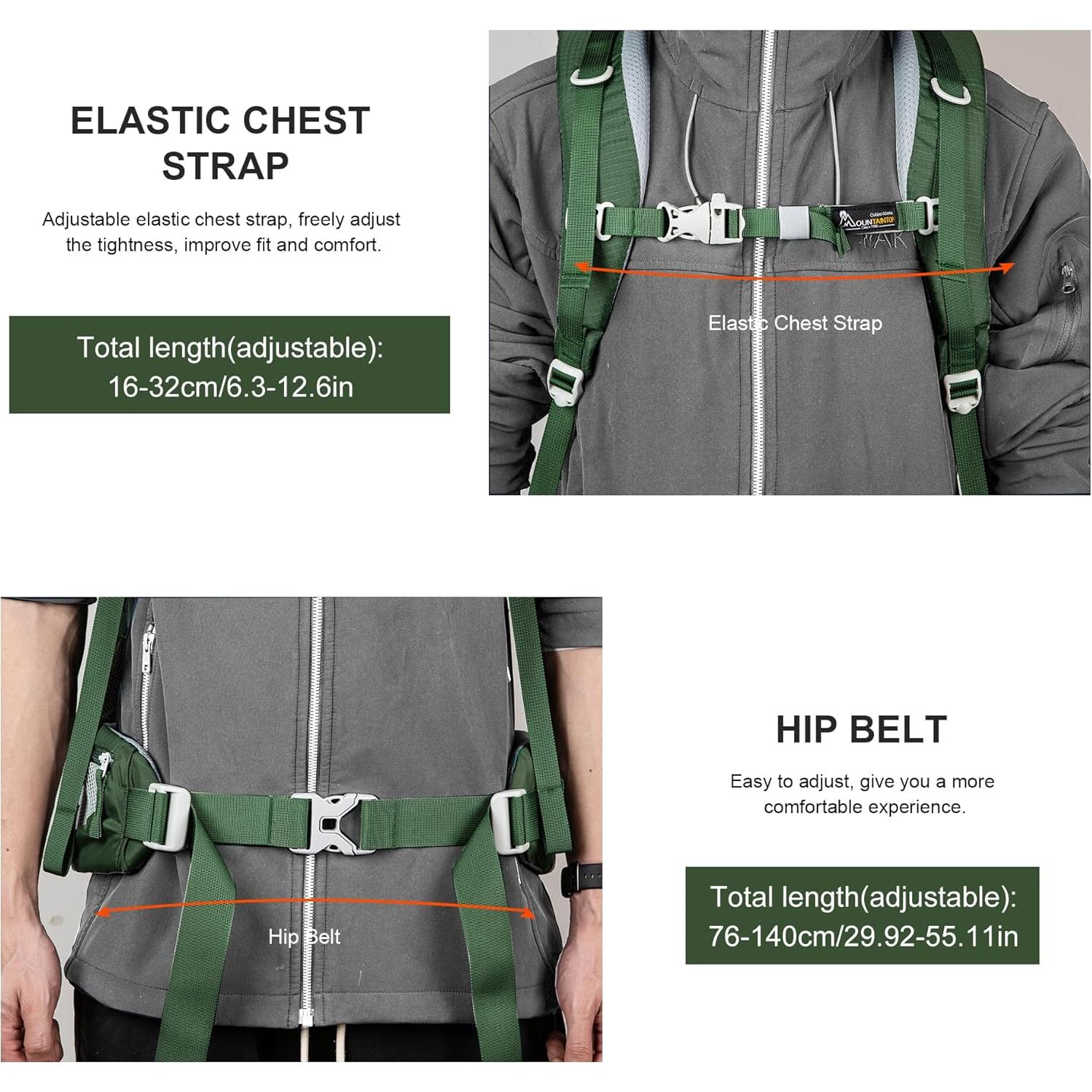 Mochila MOUNTAINTOP 75L con Funda Impermeable Verde