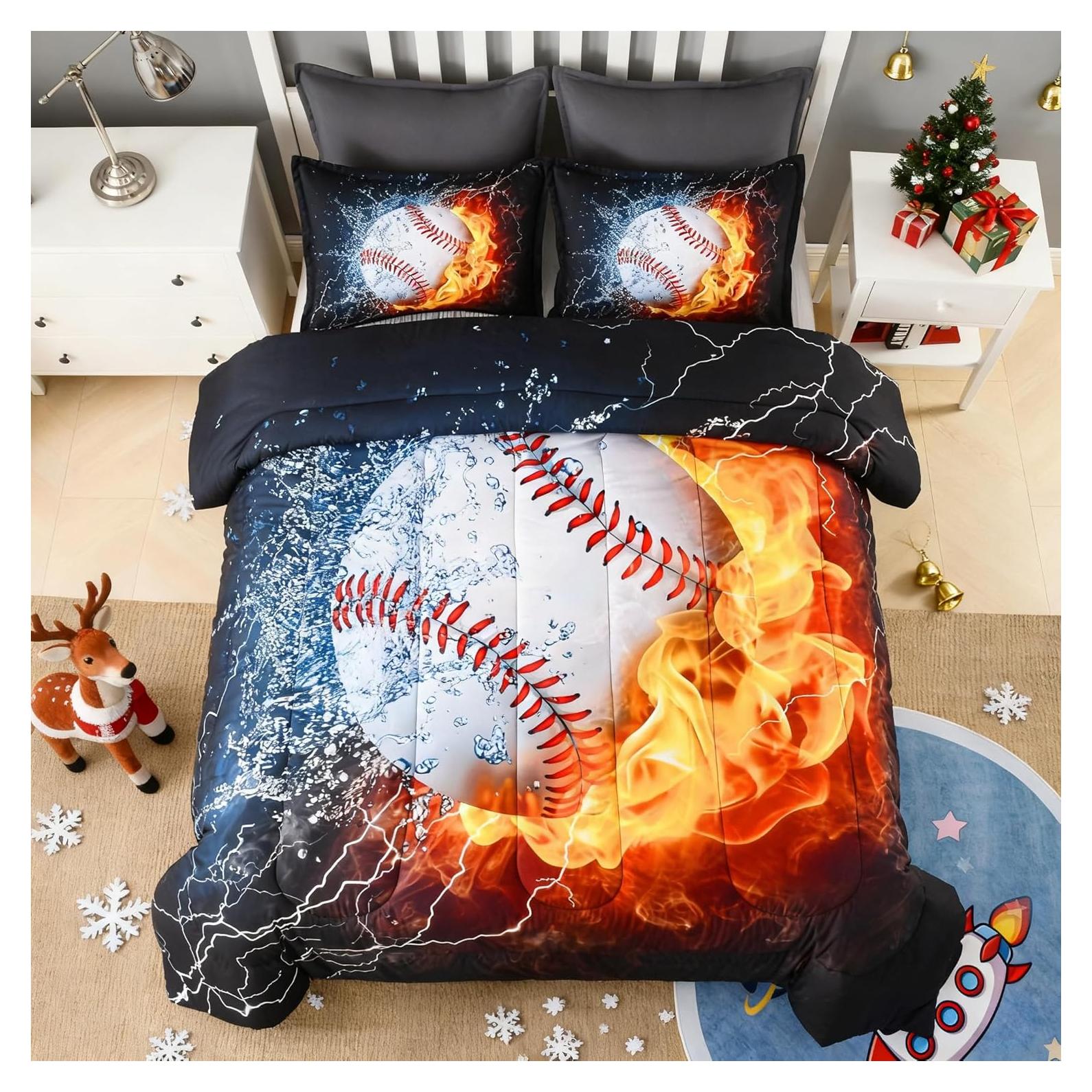 Conjunto de Edredón Individual Andency 3D Béisbol 2 Piezas