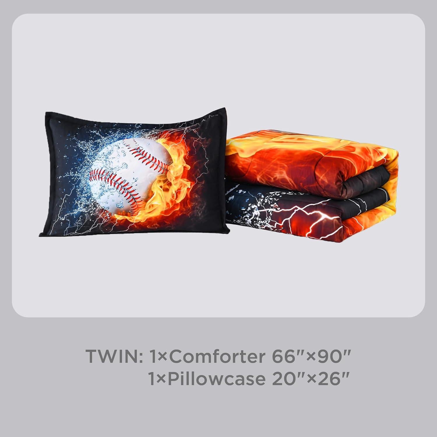 Conjunto de Edredón Individual Andency 3D Béisbol 2 Piezas