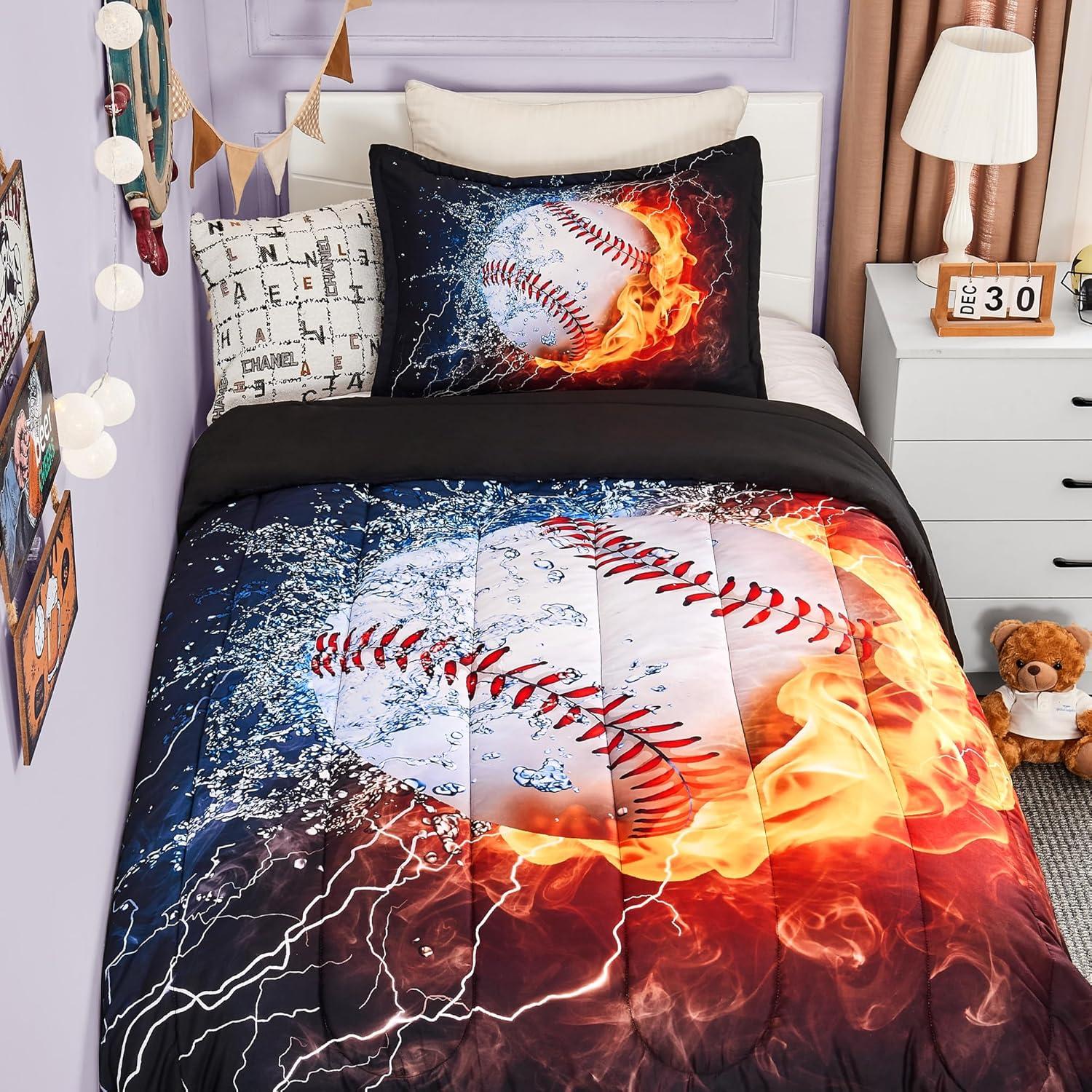 Conjunto de Edredón Individual Andency 3D Béisbol 2 Piezas