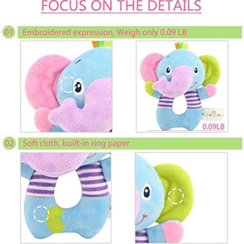 Sonajero de Elefante de Peluche RIY para Bebés - 18x10 cm