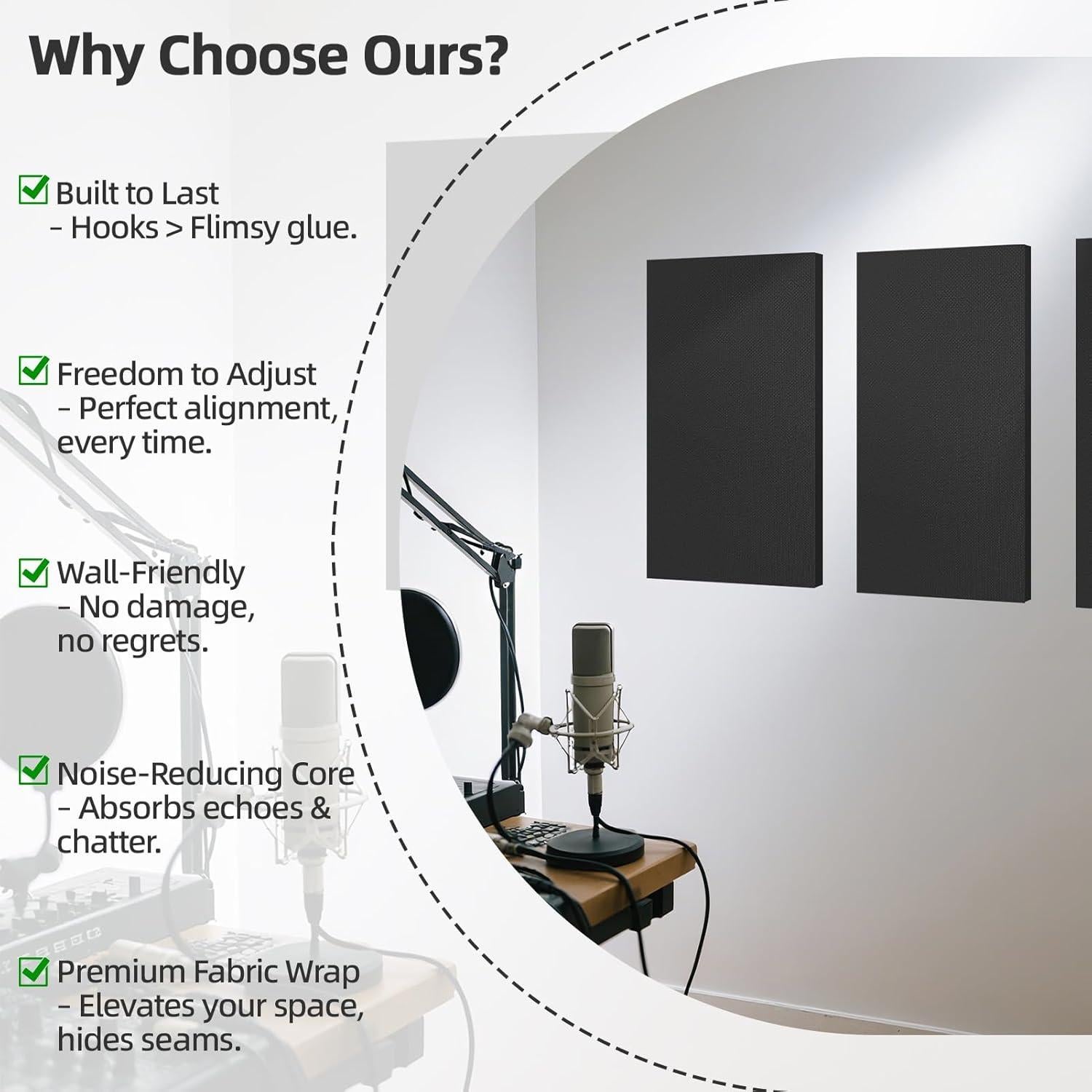 Paneles Acústicos Art3dwall 4 PCS 61x30.5cm Aislantes Sonido Negro