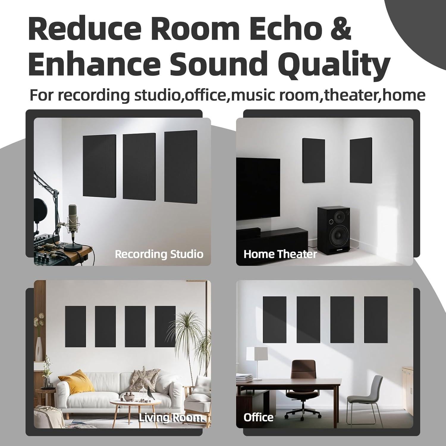 Paneles Acústicos Art3dwall 4 PCS 61x30.5cm Aislantes Sonido Negro