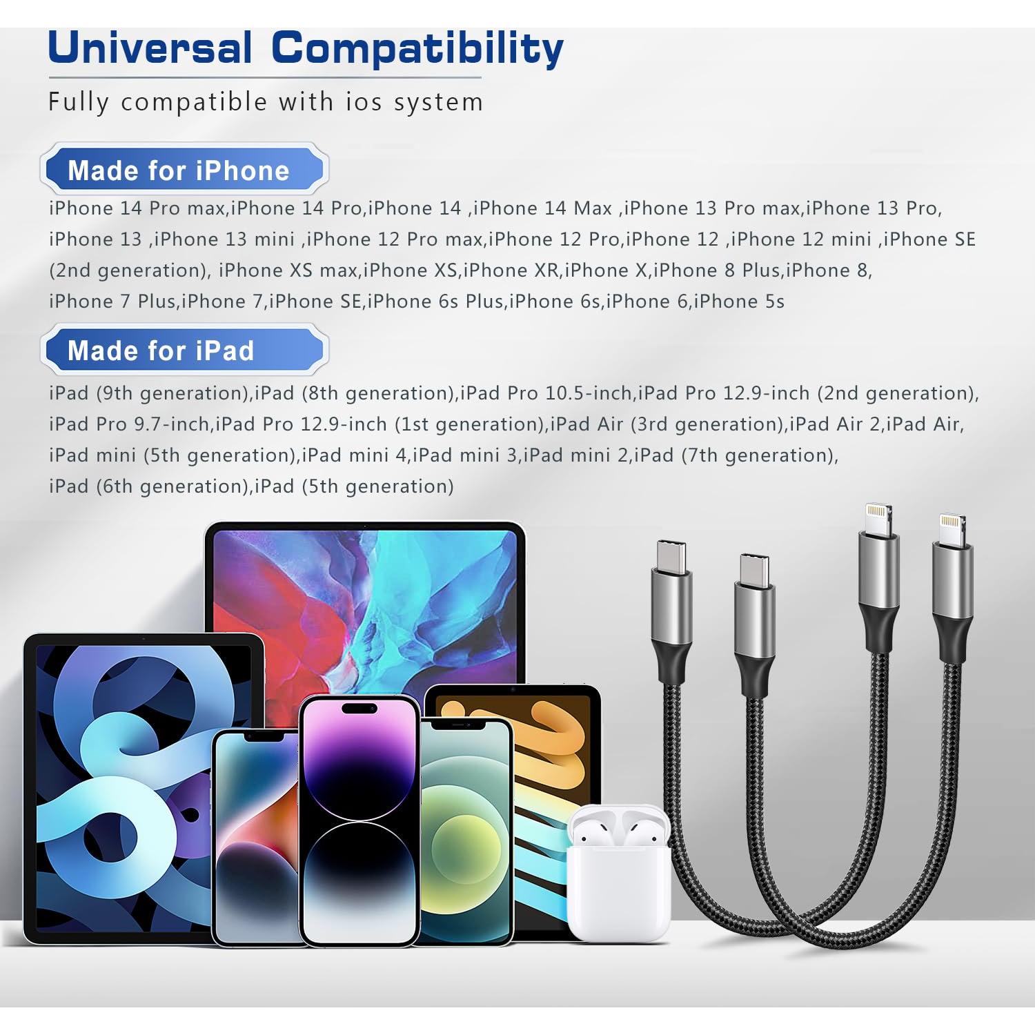 Cable USB C a Lightning 1.5 pies Fushok Carga Rápida MFi