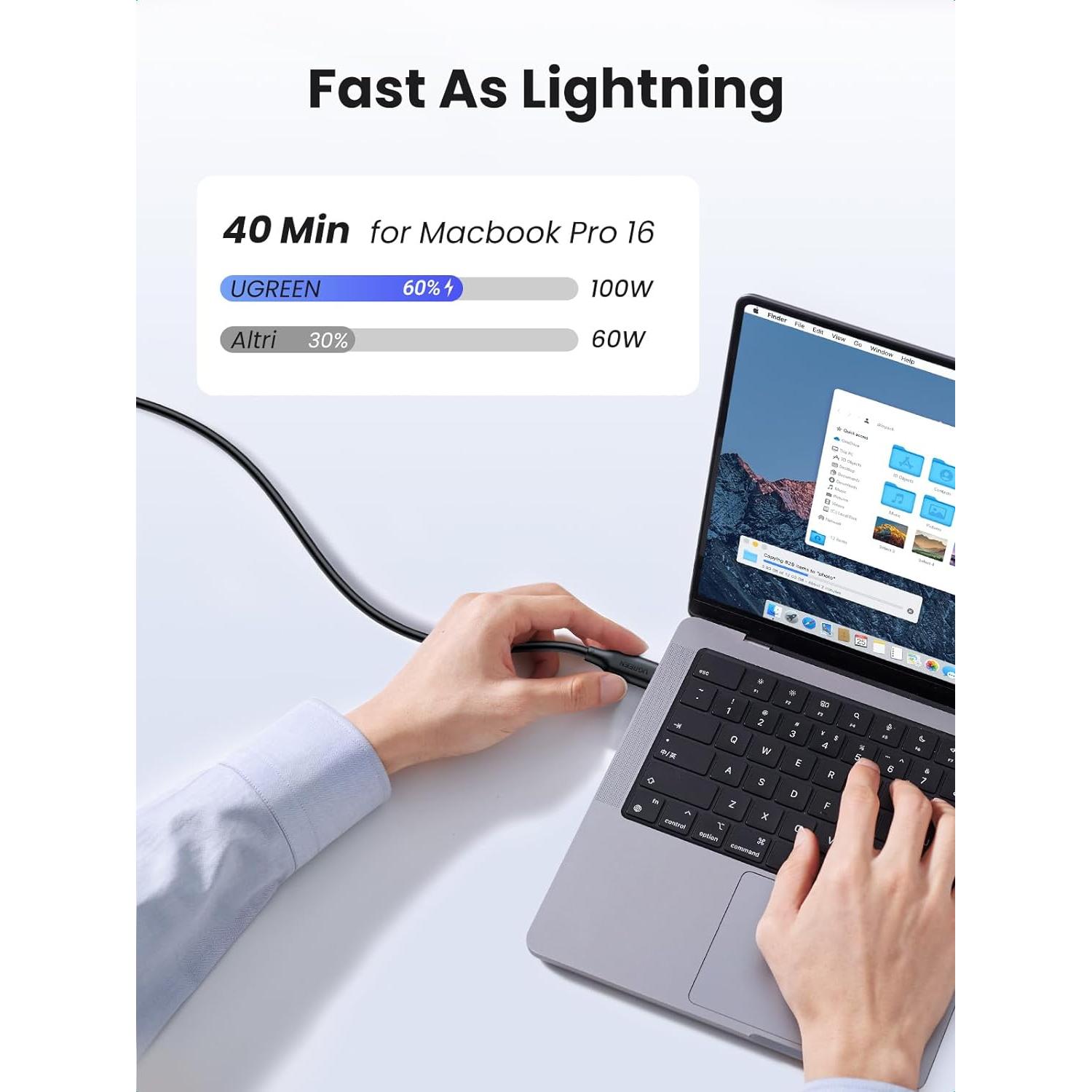 Cable USB C UGREEN 100W 2m Carga Rápida Compatible iPhone y MacBook