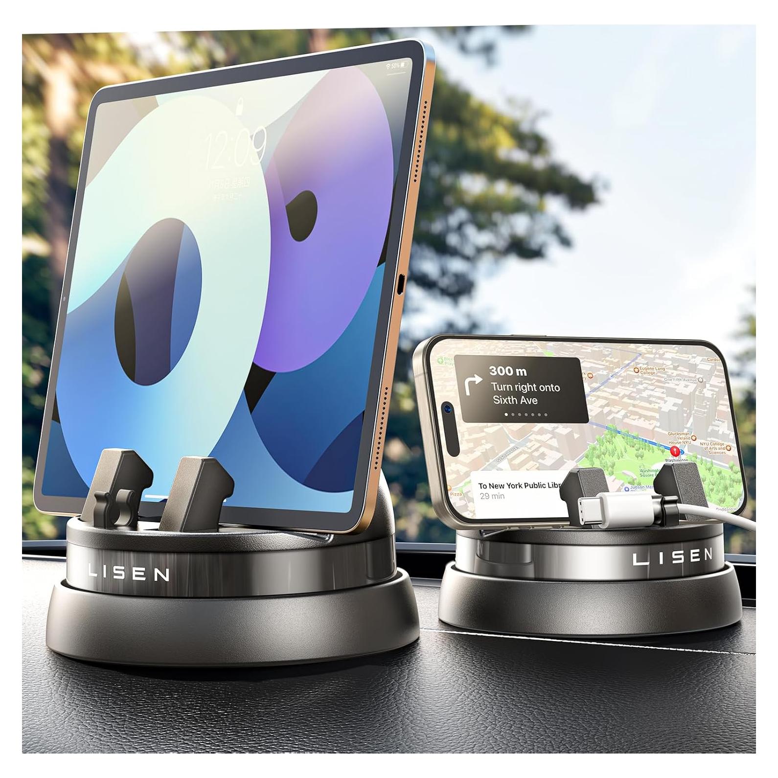 Soporte para Teléfono Móvil LISEN 360° Negro, Compatible con iPhone y Samsung