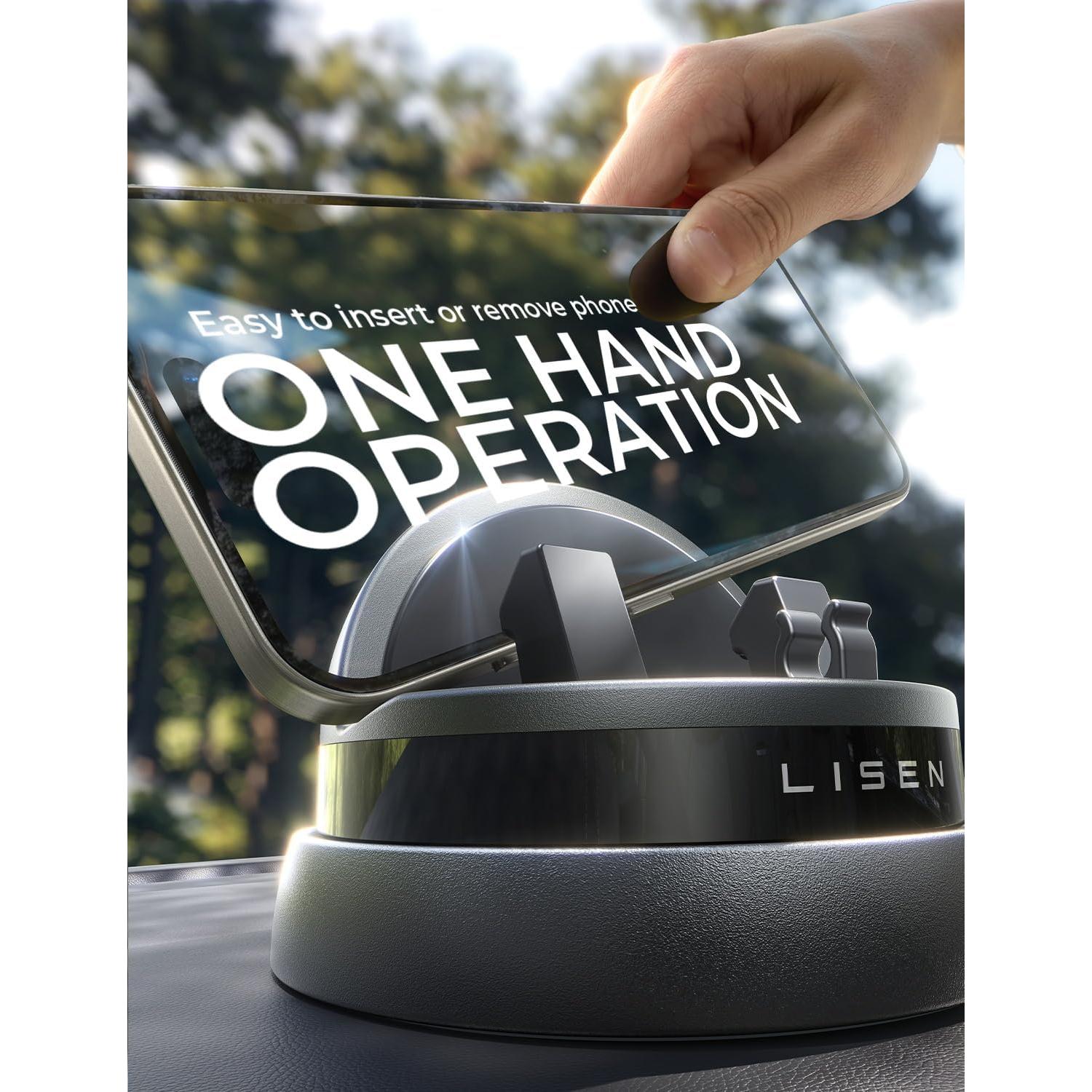 Soporte para Teléfono Móvil LISEN 360° Negro, Compatible con iPhone y Samsung