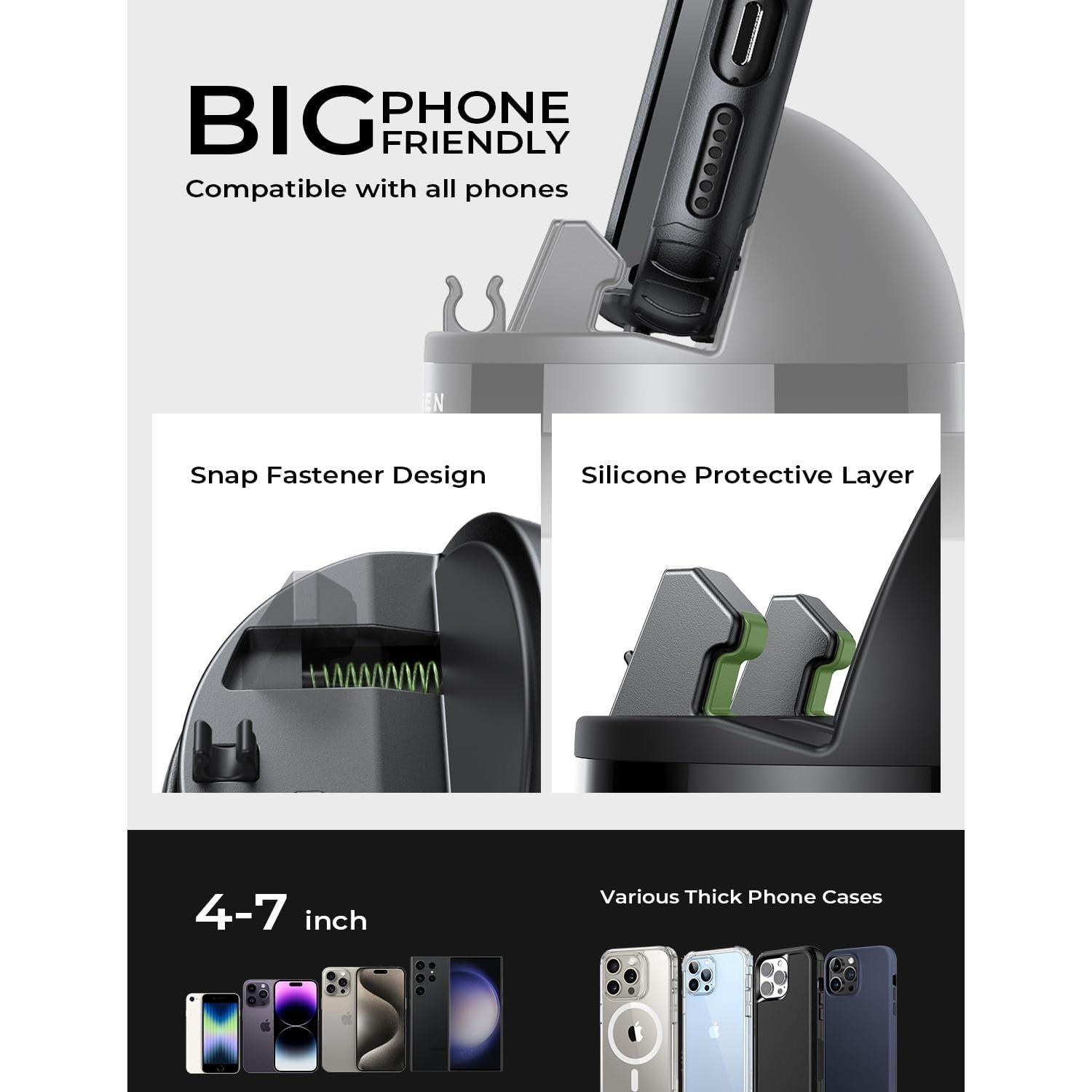 Soporte para Teléfono Móvil LISEN 360° Negro, Compatible con iPhone y Samsung