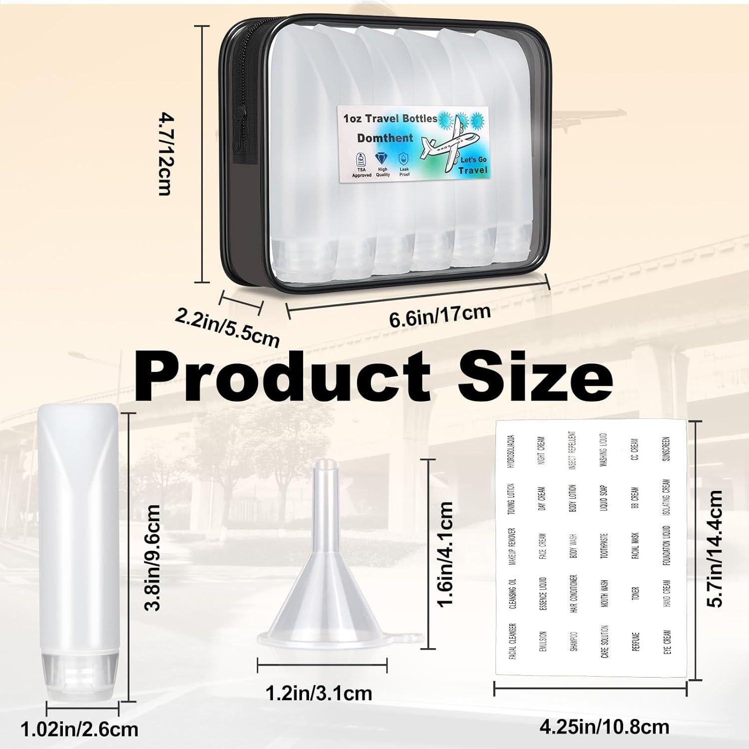 Juego de 13 Botellas de Viaje Domthent 29.57ml A Prueba de Fugas