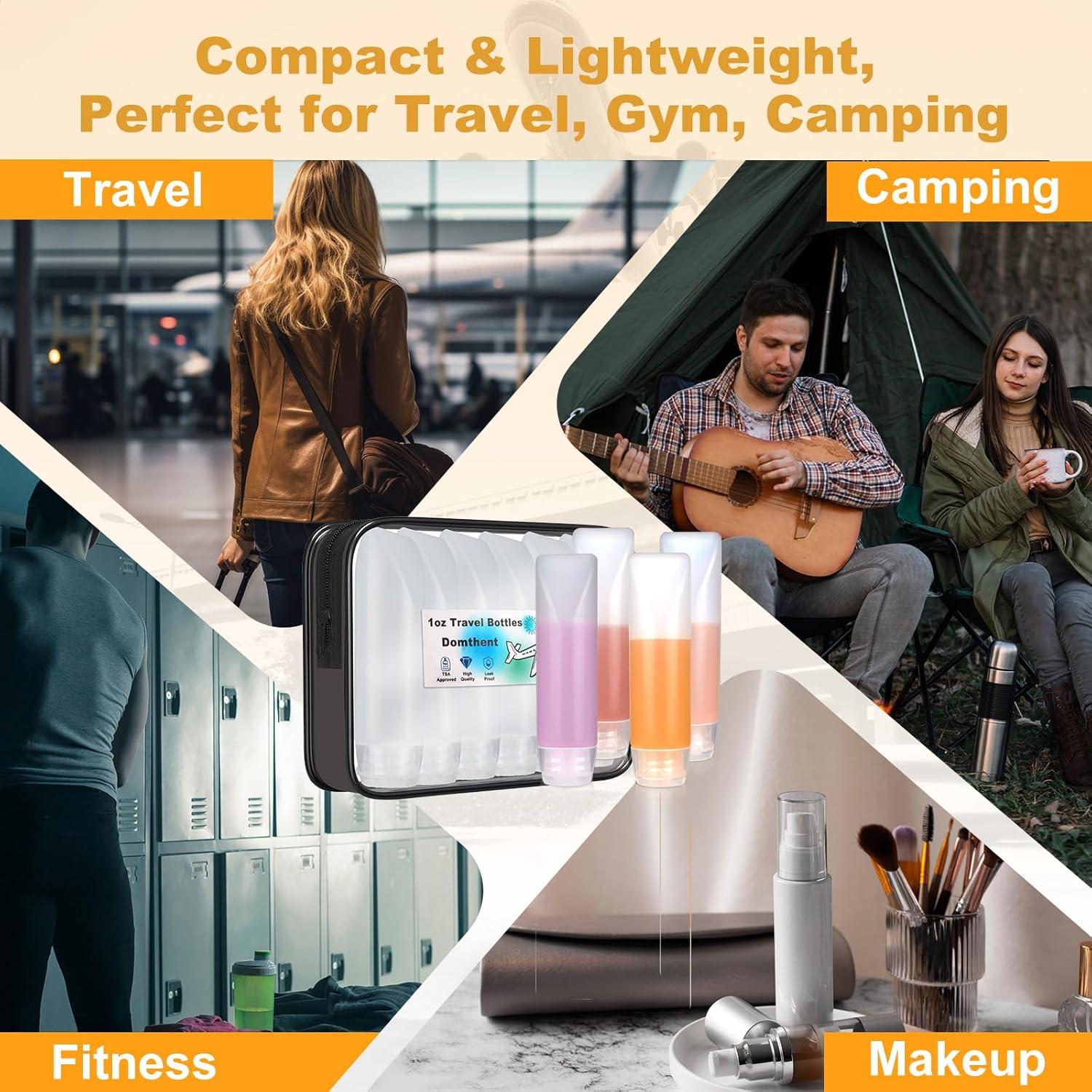 Juego de 13 Botellas de Viaje Domthent 29.57ml A Prueba de Fugas