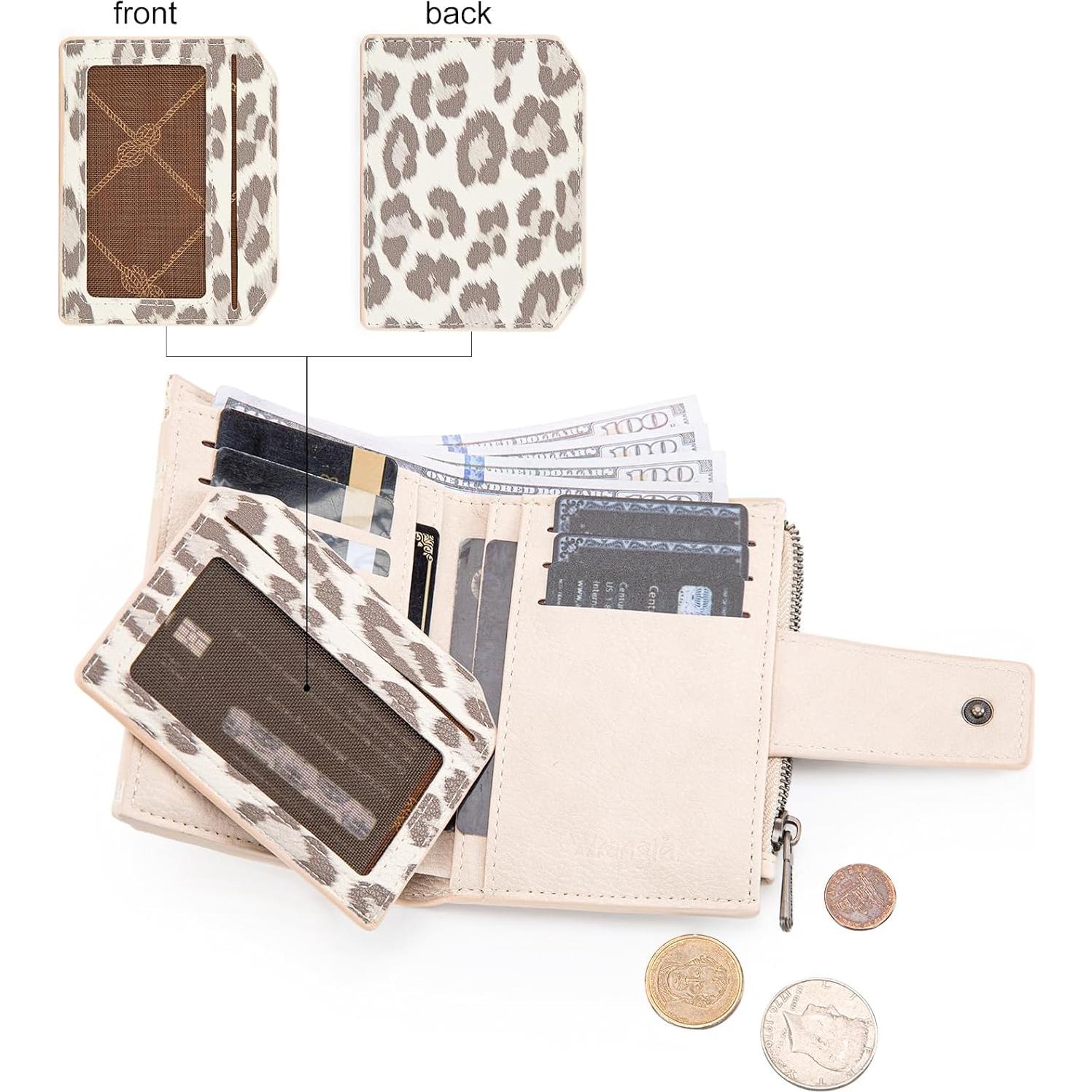 Cartera Bifold Montana West con Bloqueo RFID Leopardo