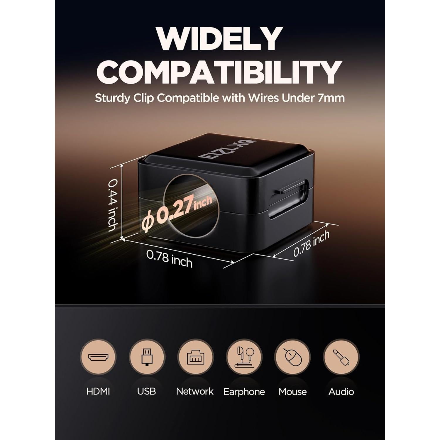 Organizador de Cables Magnético EIZLXQ 8 Piezas Negro