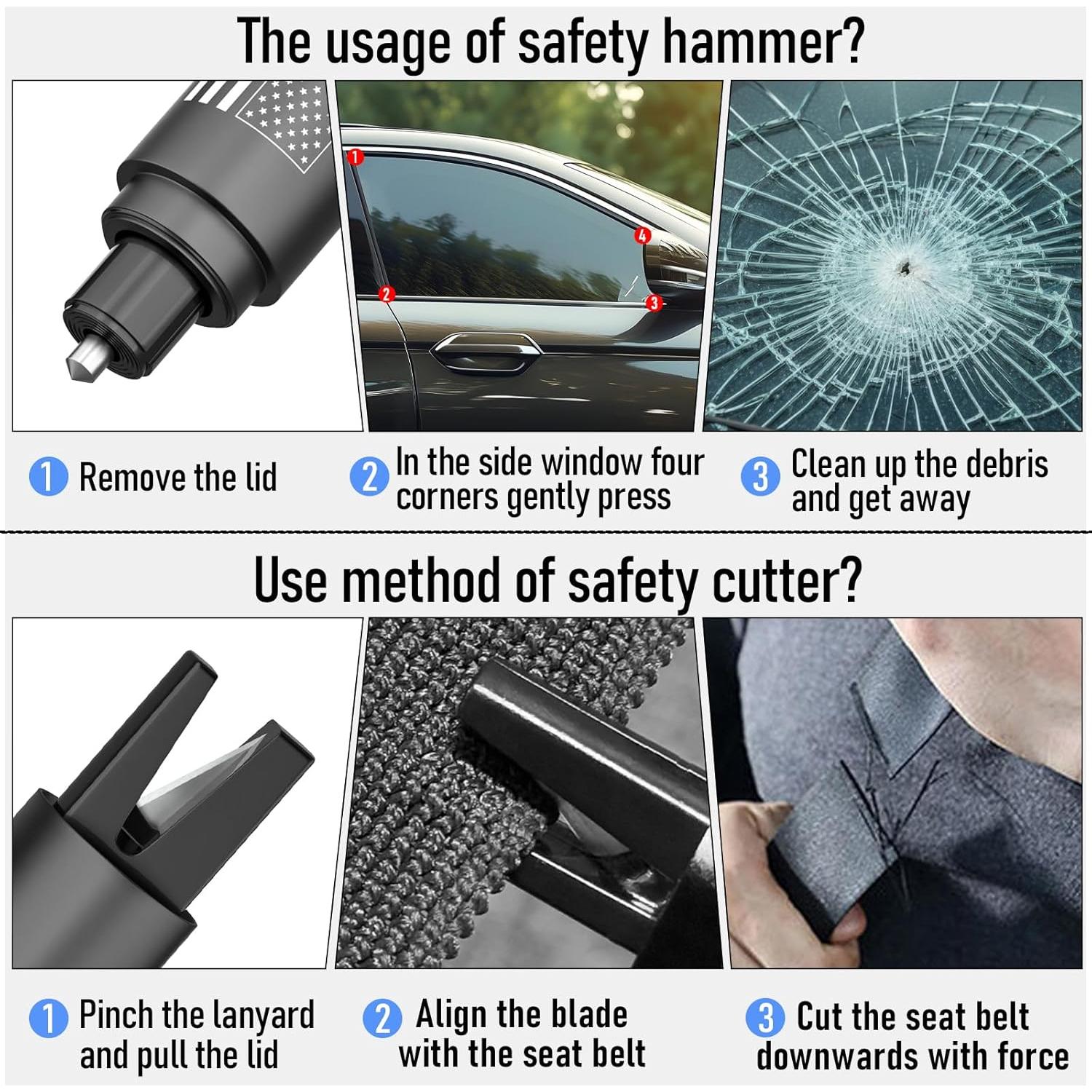 Juego de 2 Martillos de Seguridad QWEZOTUY para Romper Cristales