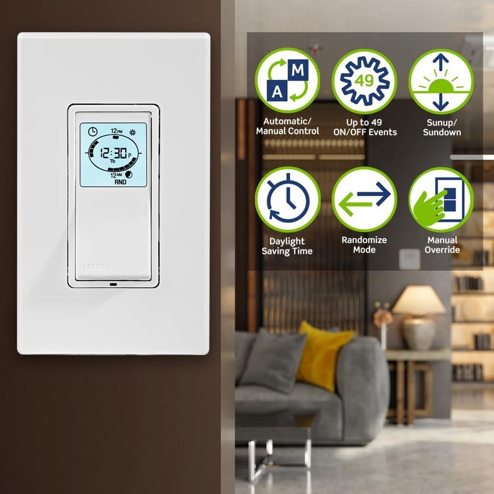 Interruptor Temporizador Programable Leviton VPT24-1PZ Blanco