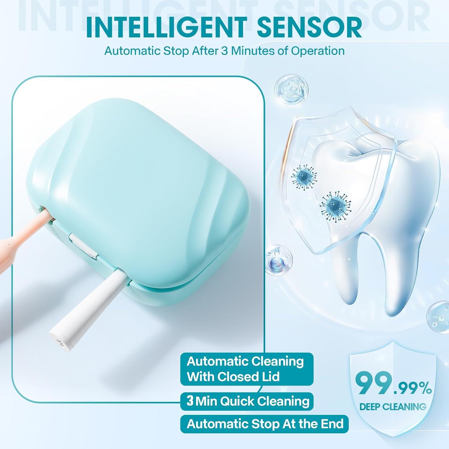 Soporte de cepillo de dientes LXIANGN azul con limpieza automática