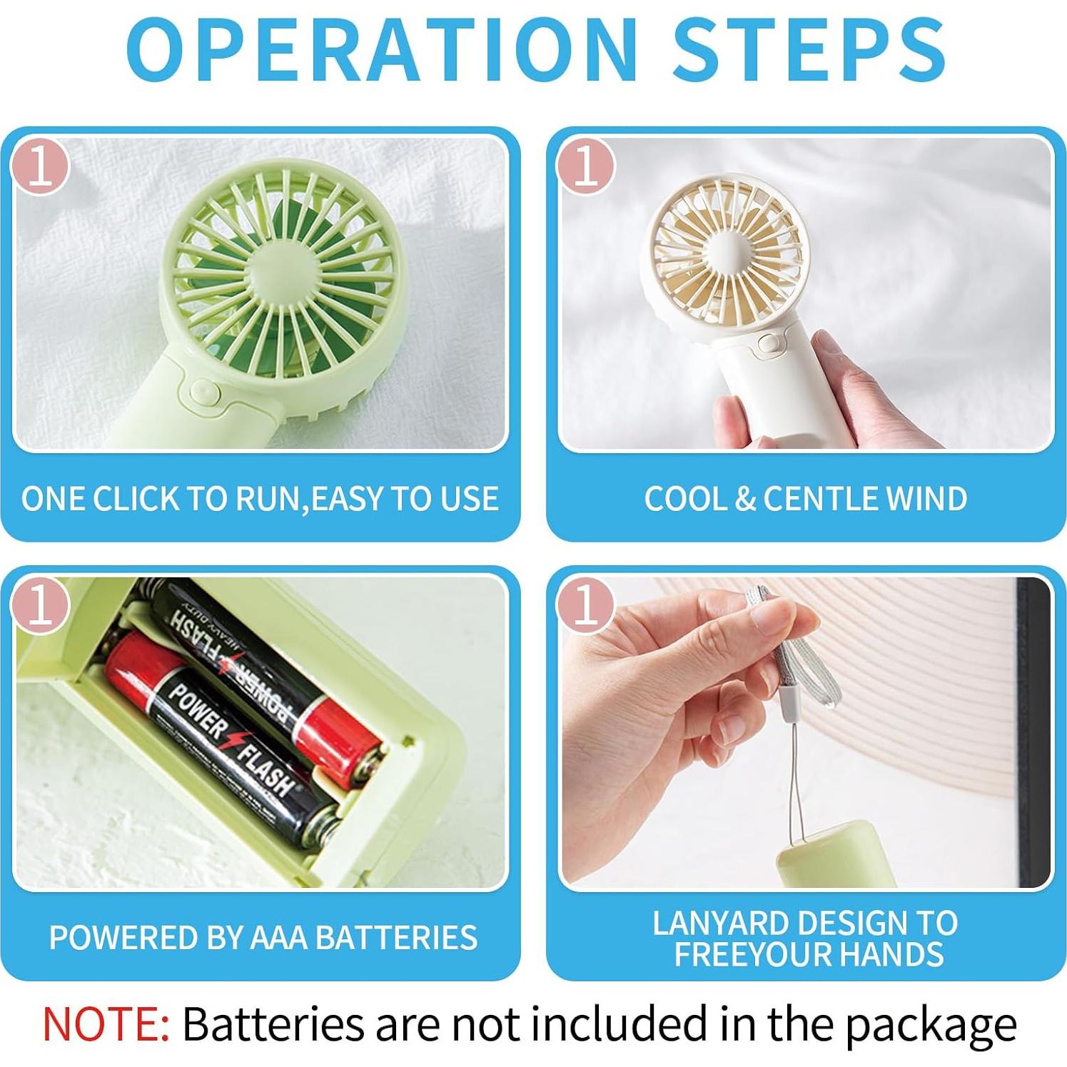 Ventilador Portátil ShunChengFa 5'' Batería AAA Azul Silencioso