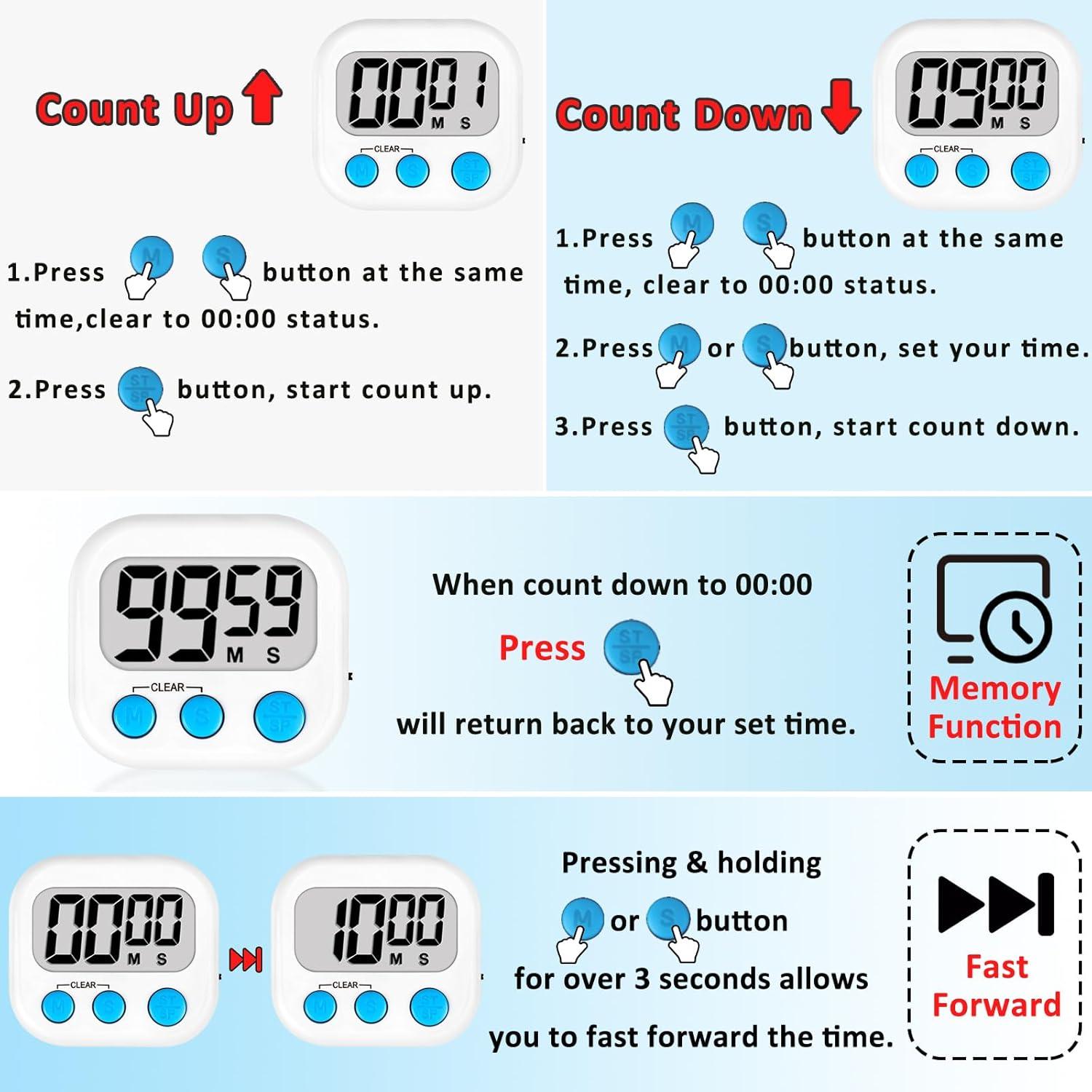 Temporizadores Digitales ZILLEEN 6 Pcs Magnéticos para Aula