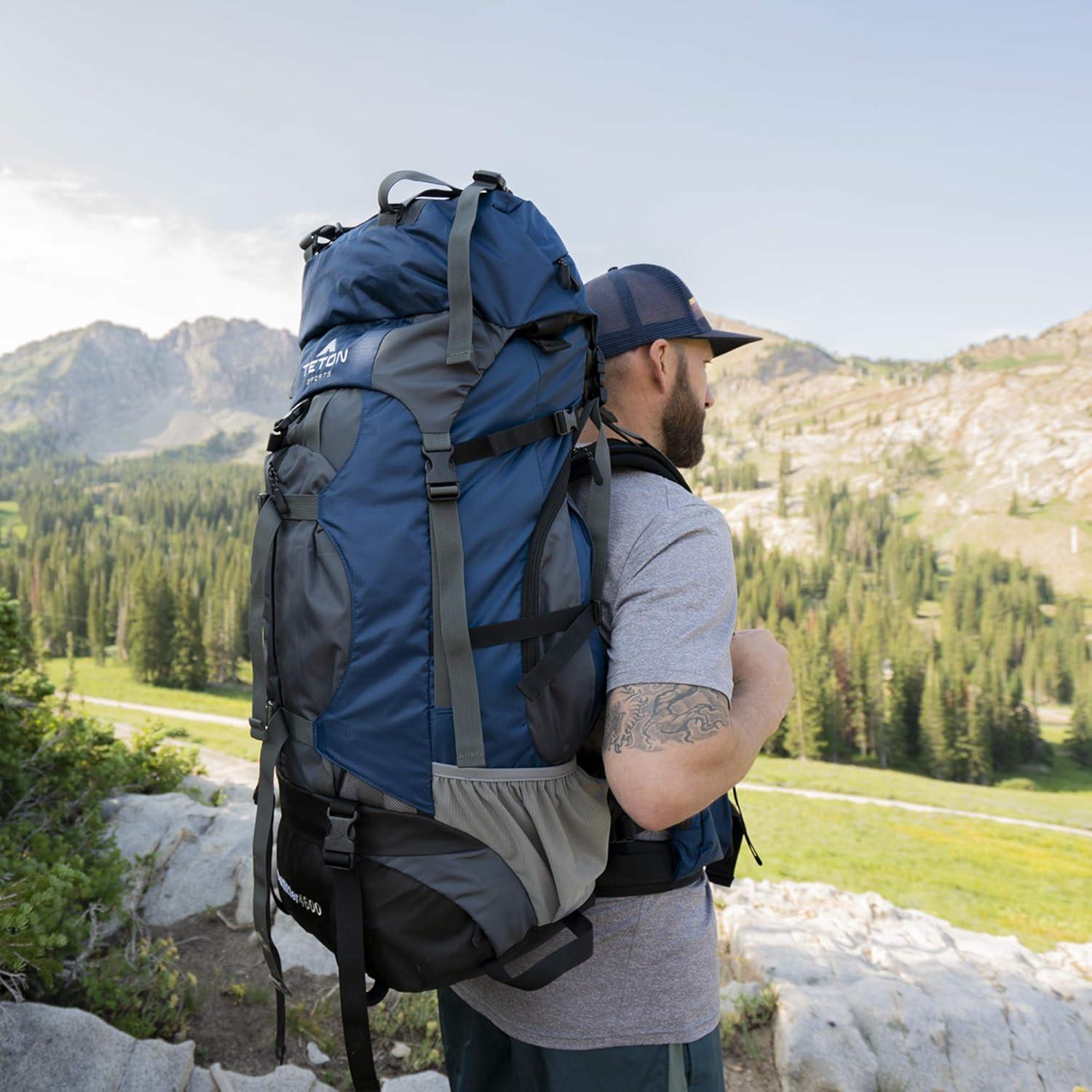 Teton Outfitter 4600 Ultralight Internal Frame High-Performance Backpack for Hiking, Camping, Travel, and Outdoor Activities; 75L, Blue