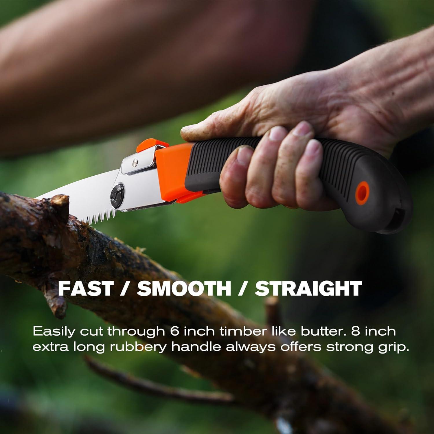 Sierra Plegable REXBETI 35.56 cm para Poda y Recorte