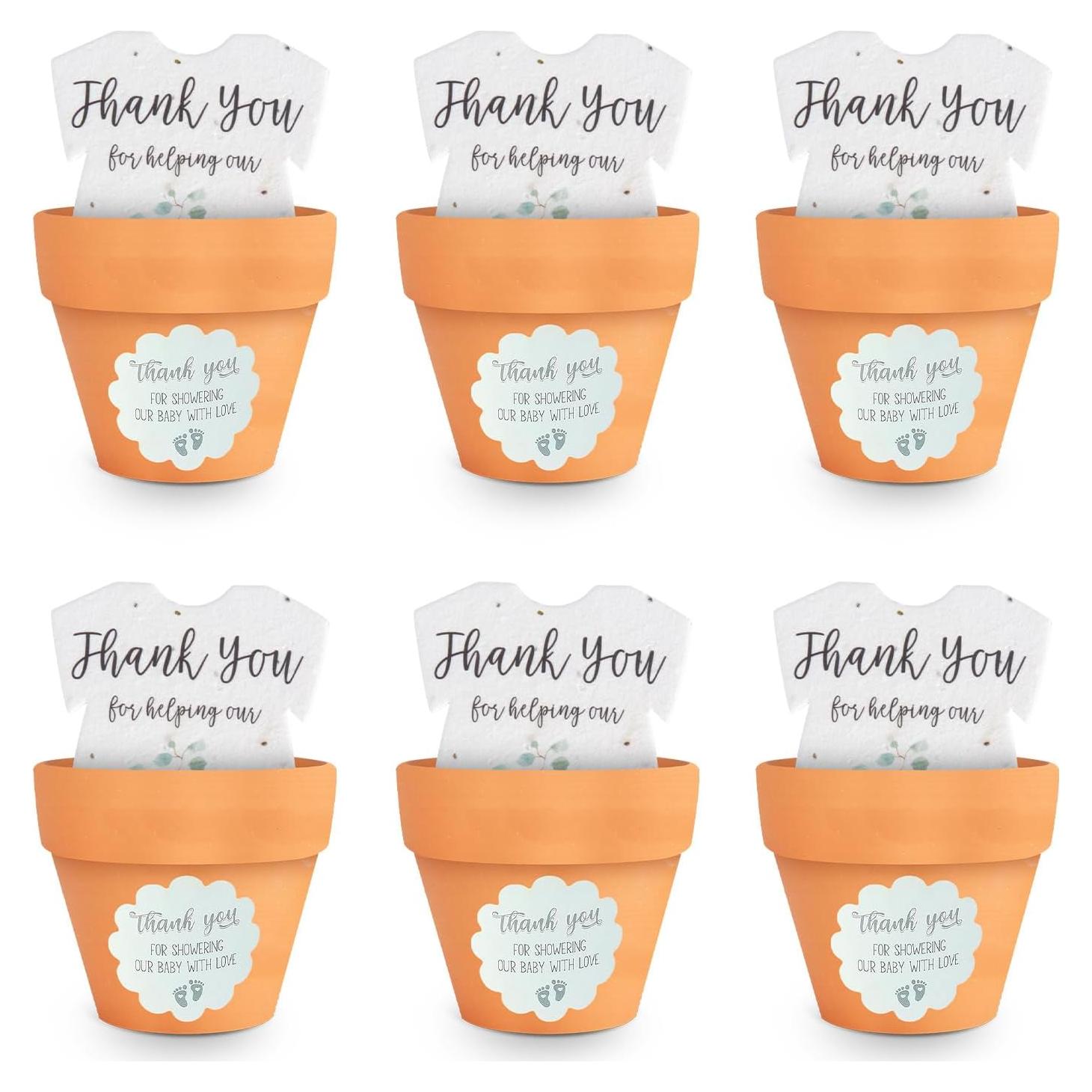 Juego de 6 Papeles Semilla Body Verde con Macetas Naranjas