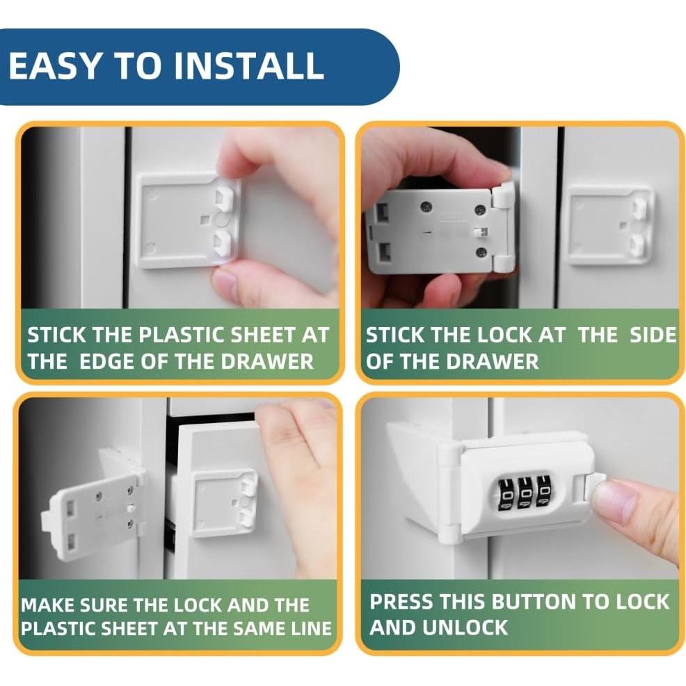 Cerraduras de Cajón Seguridad Infantil REZIPO 2 Piezas Blanco