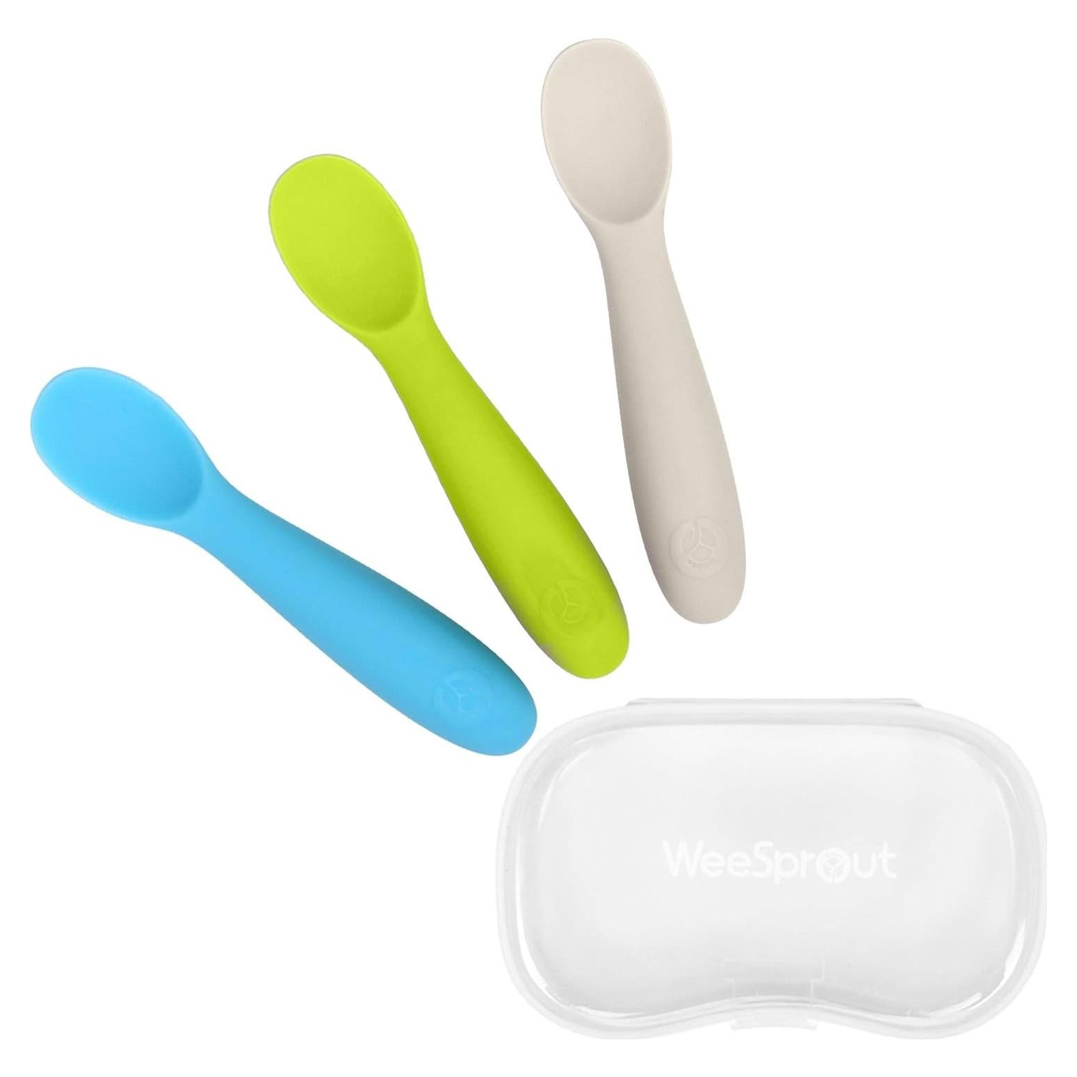 Cucharas WeeSprout para Bebés - Silicona Suave, Set de 3