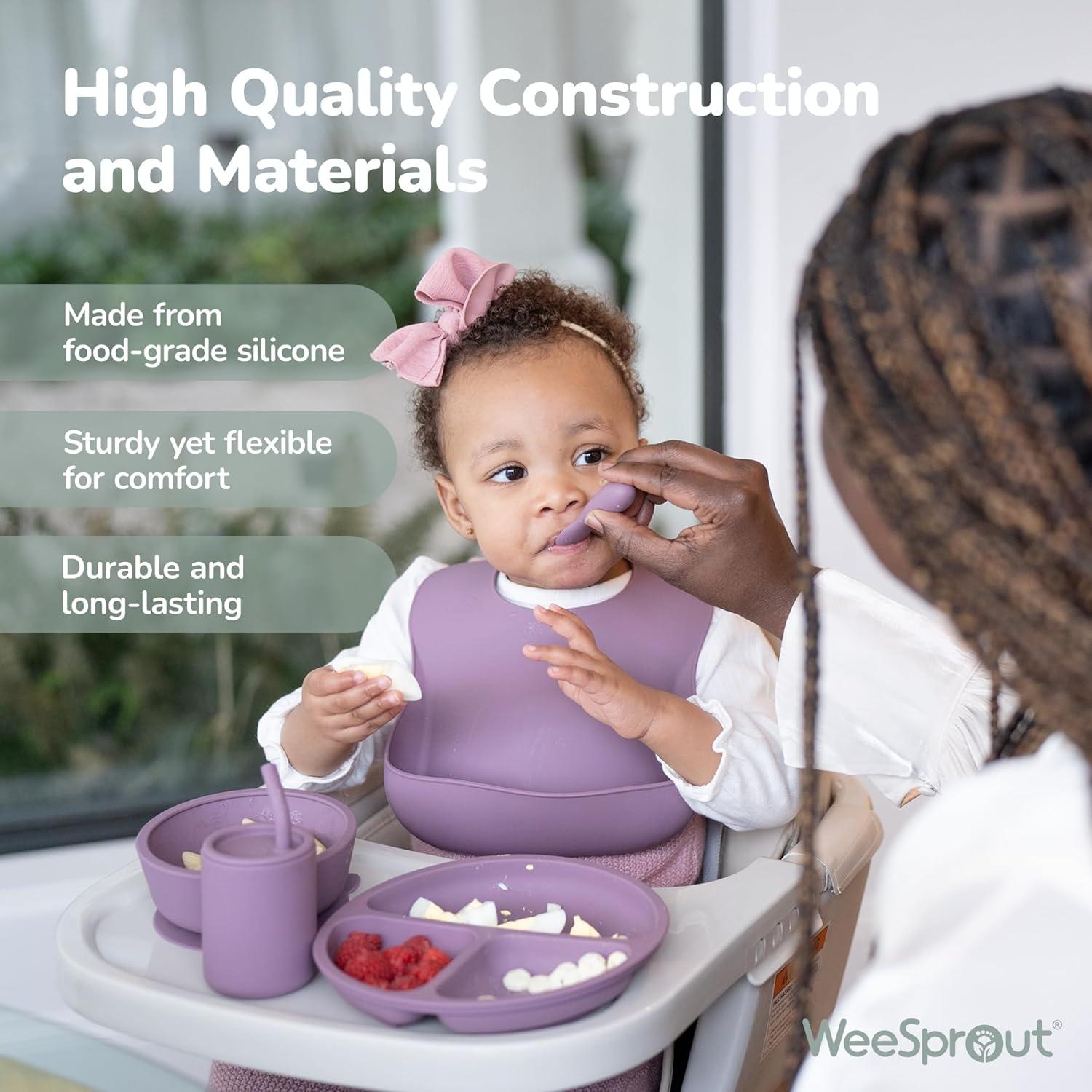 Cucharas WeeSprout para Bebés - Silicona Suave, Set de 3