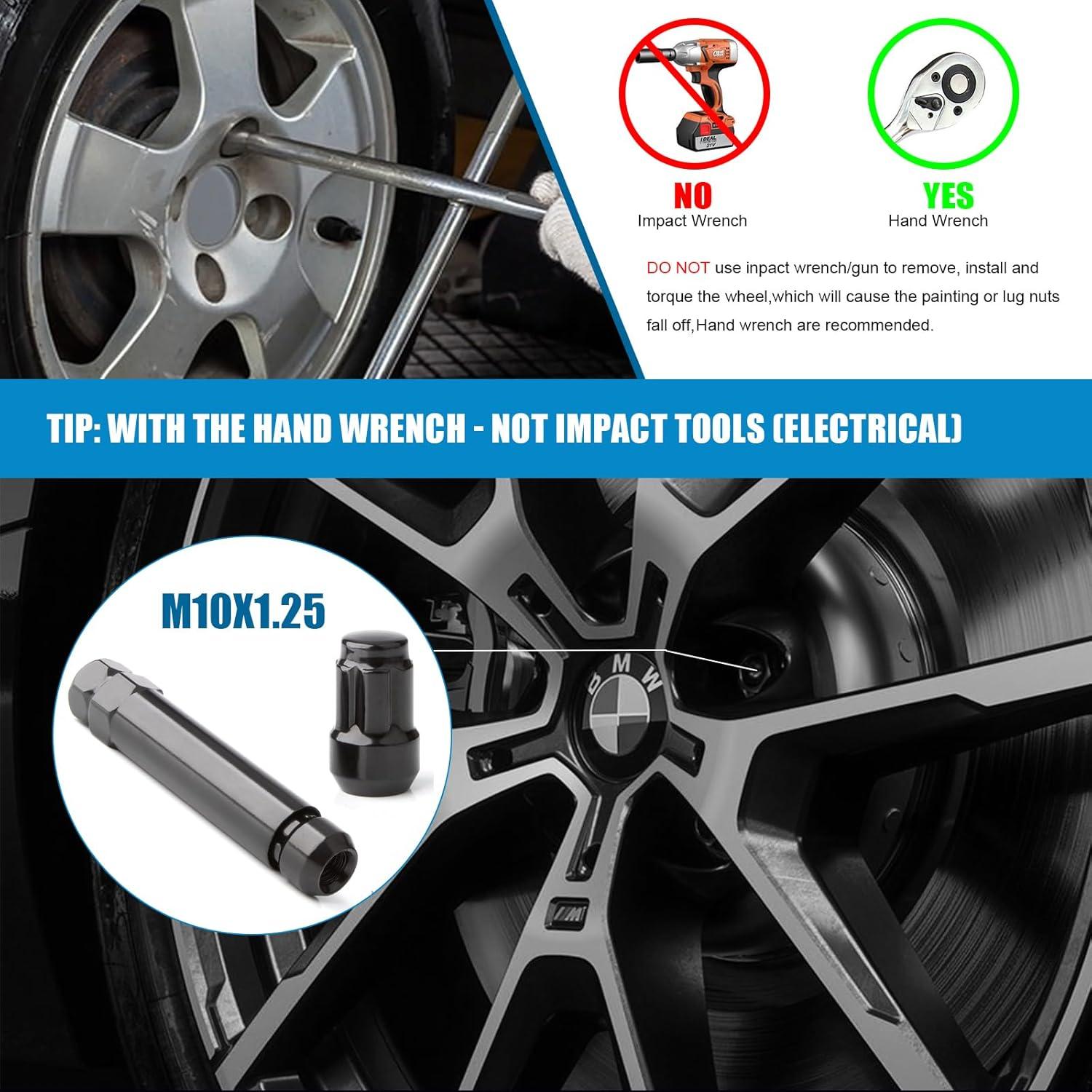 Tuercas de Llantas JiiinMiiin 16PCS M10x1.25 Negras