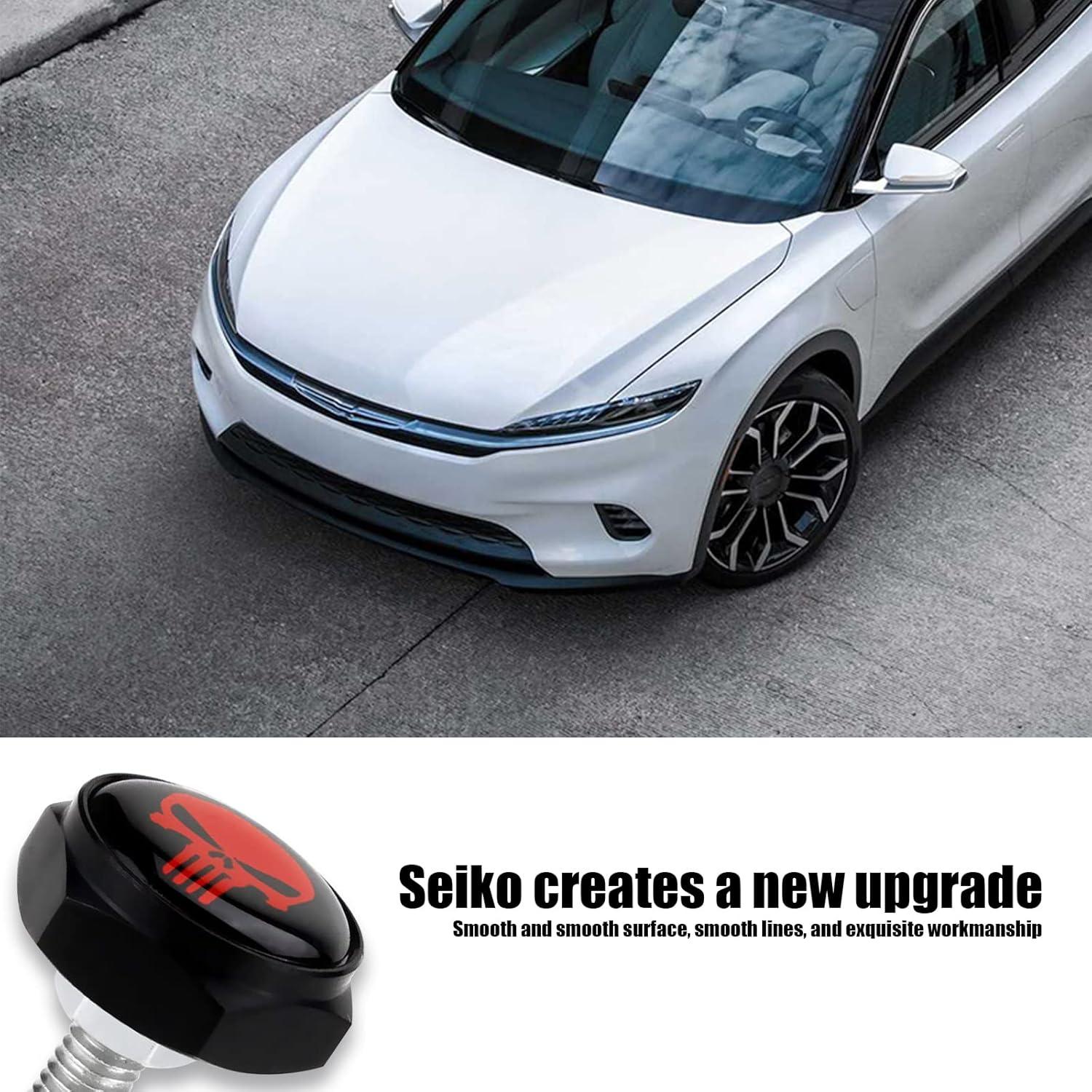 Kit de Sujetadores de Tornillos para Placas de Matrícula Gseigvee 4 PCS Calavera Roja