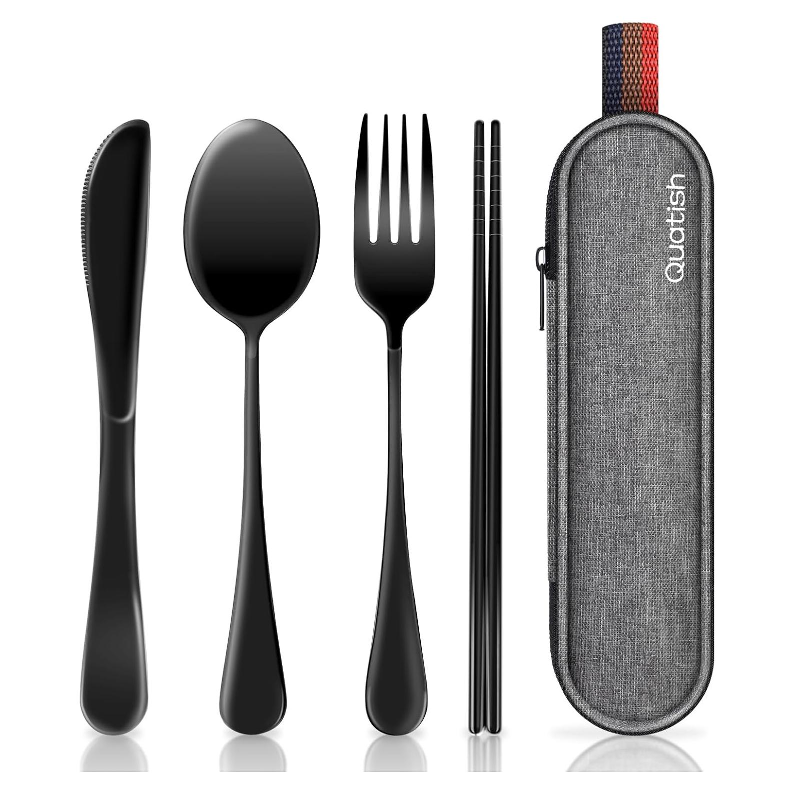 Set de Utensilios de Viaje Quatish Acero Inoxidable 5 Pzs