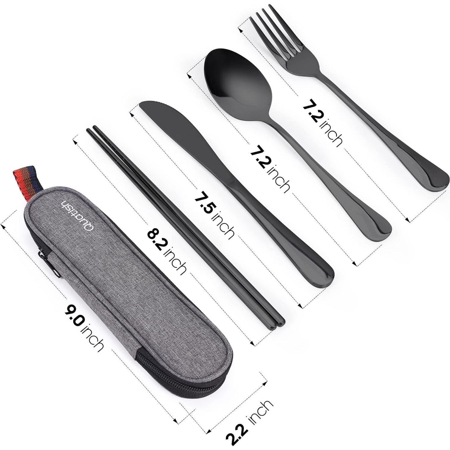 Set de Utensilios de Viaje Quatish Acero Inoxidable 5 Pzs