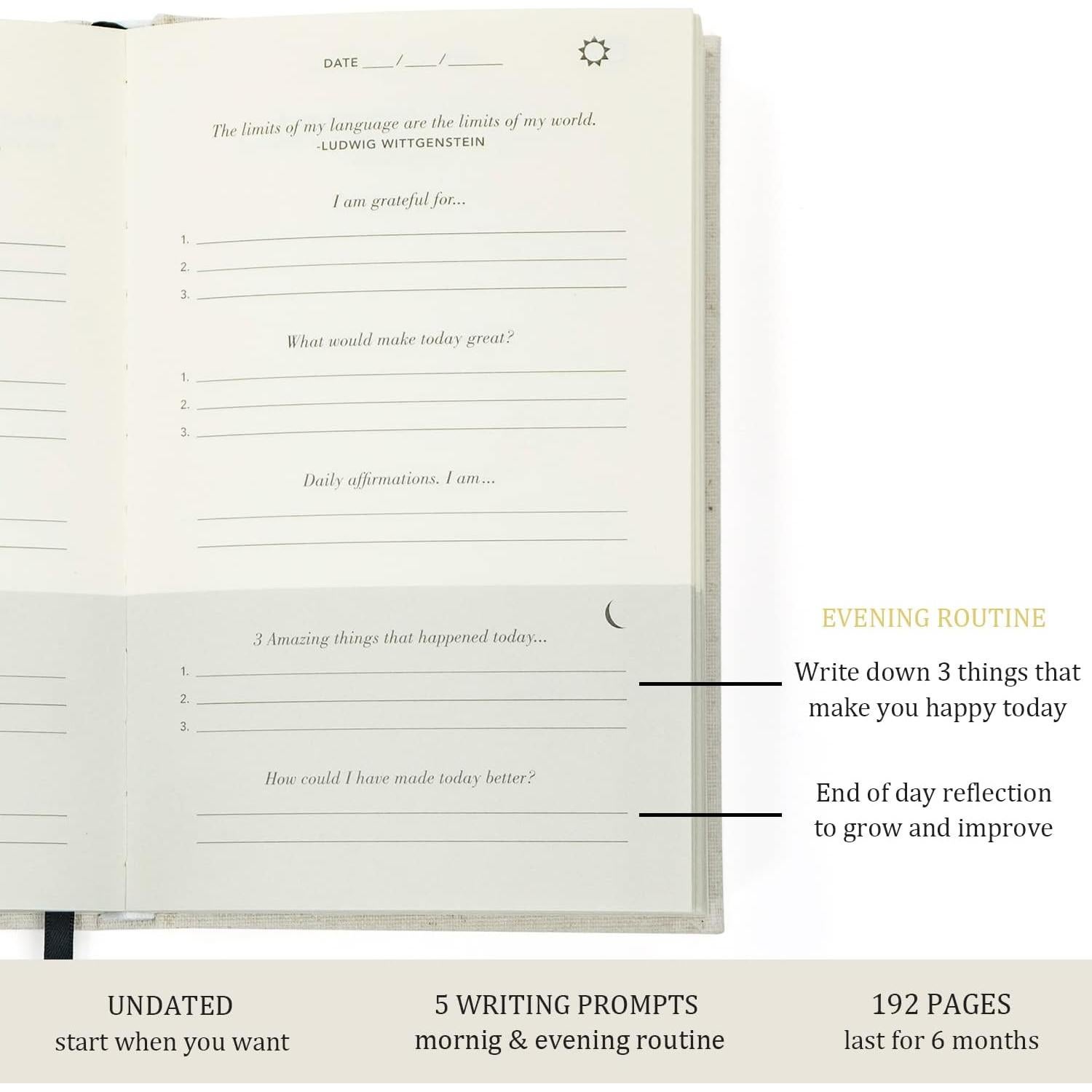 Diario de Gratitud Delfín Sobrio 192 Páginas Beige