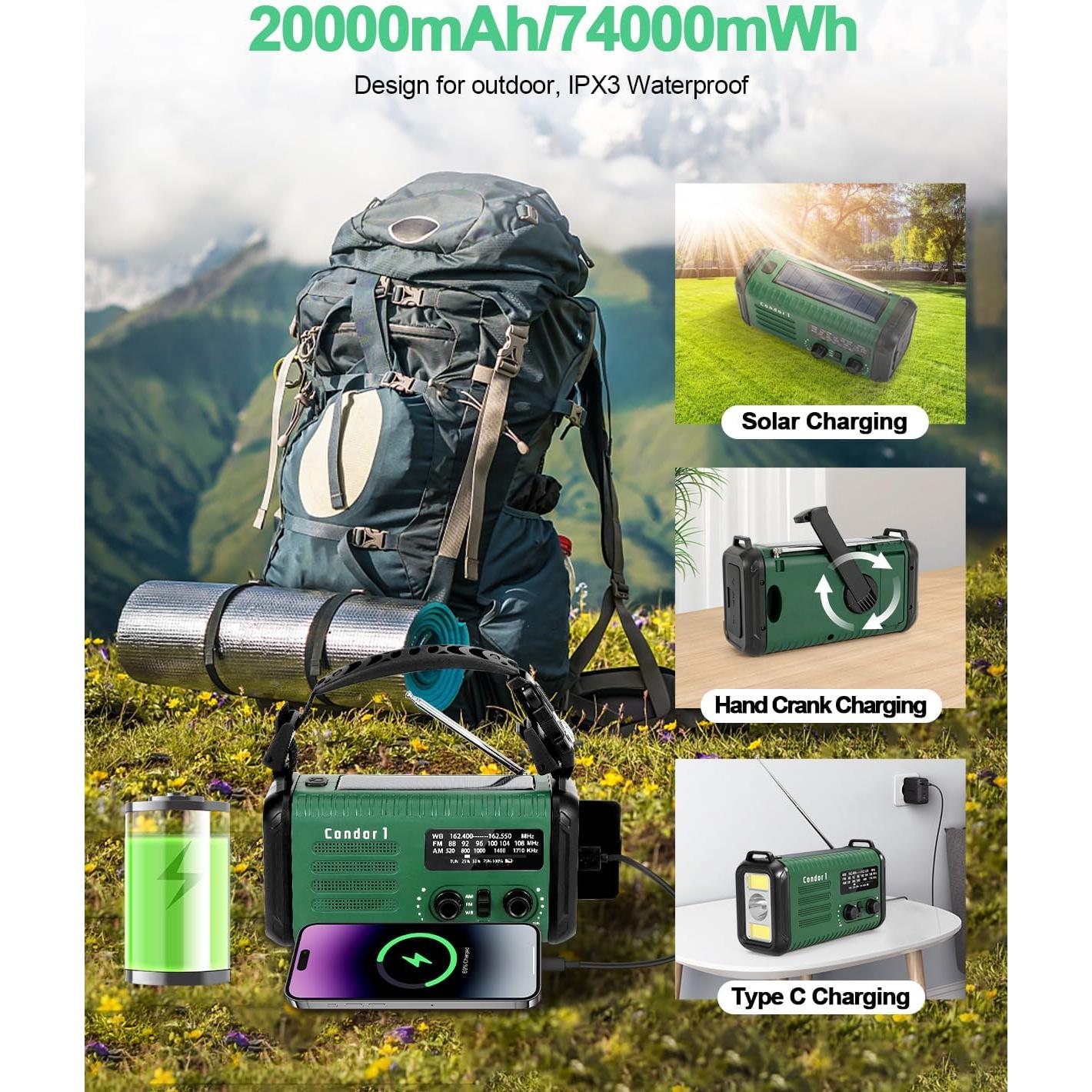 Radio de Emergencia iRonsnow Condor 20000mAh Solar